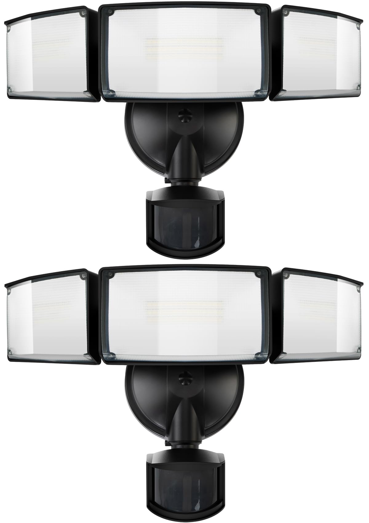 UME LED Security Lights 5500LM Motion Sensor 3 Head Flood Light 49W IP65 Waterproof Dusk to Dawn 2 Pack Black