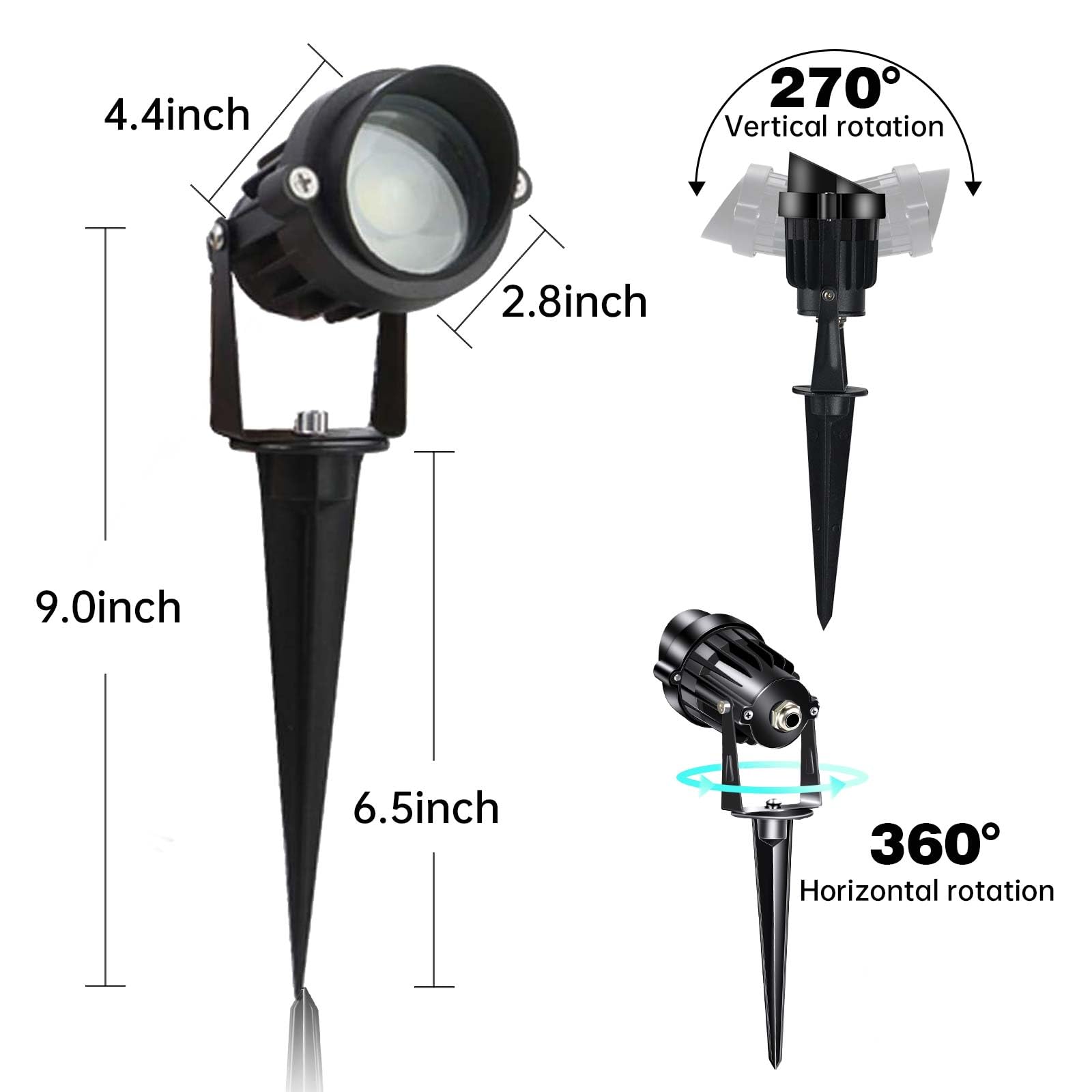 LAVAED 10W LED Landscape Lights Outdoor Spotlight 12V Waterproof 6 Pack Warm White