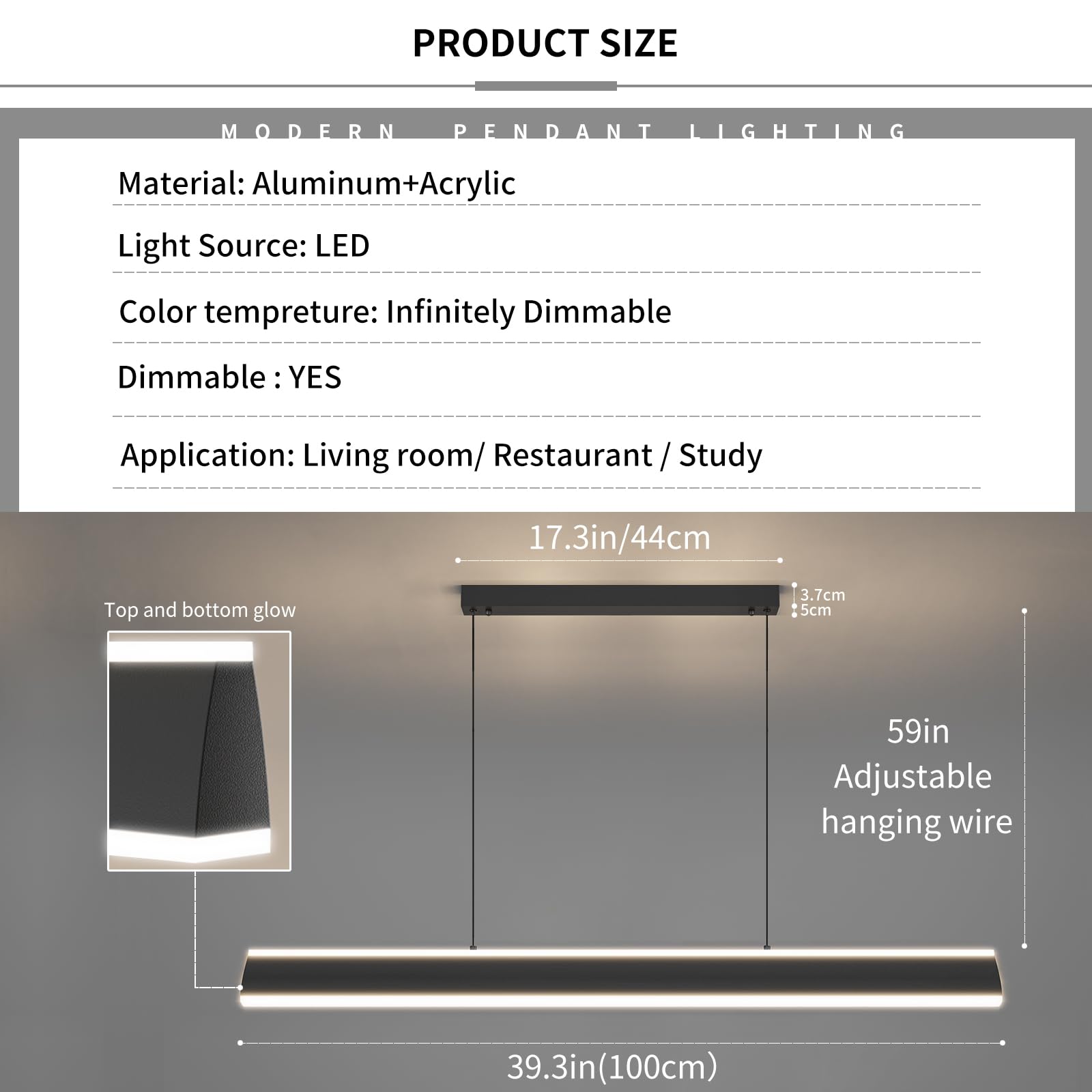 Linear Pendant Lights Kitchen Island, Dimmable Led Chandeliers For Dining Room, Modern Billiard Room Pool Table Light Ceiling Pe