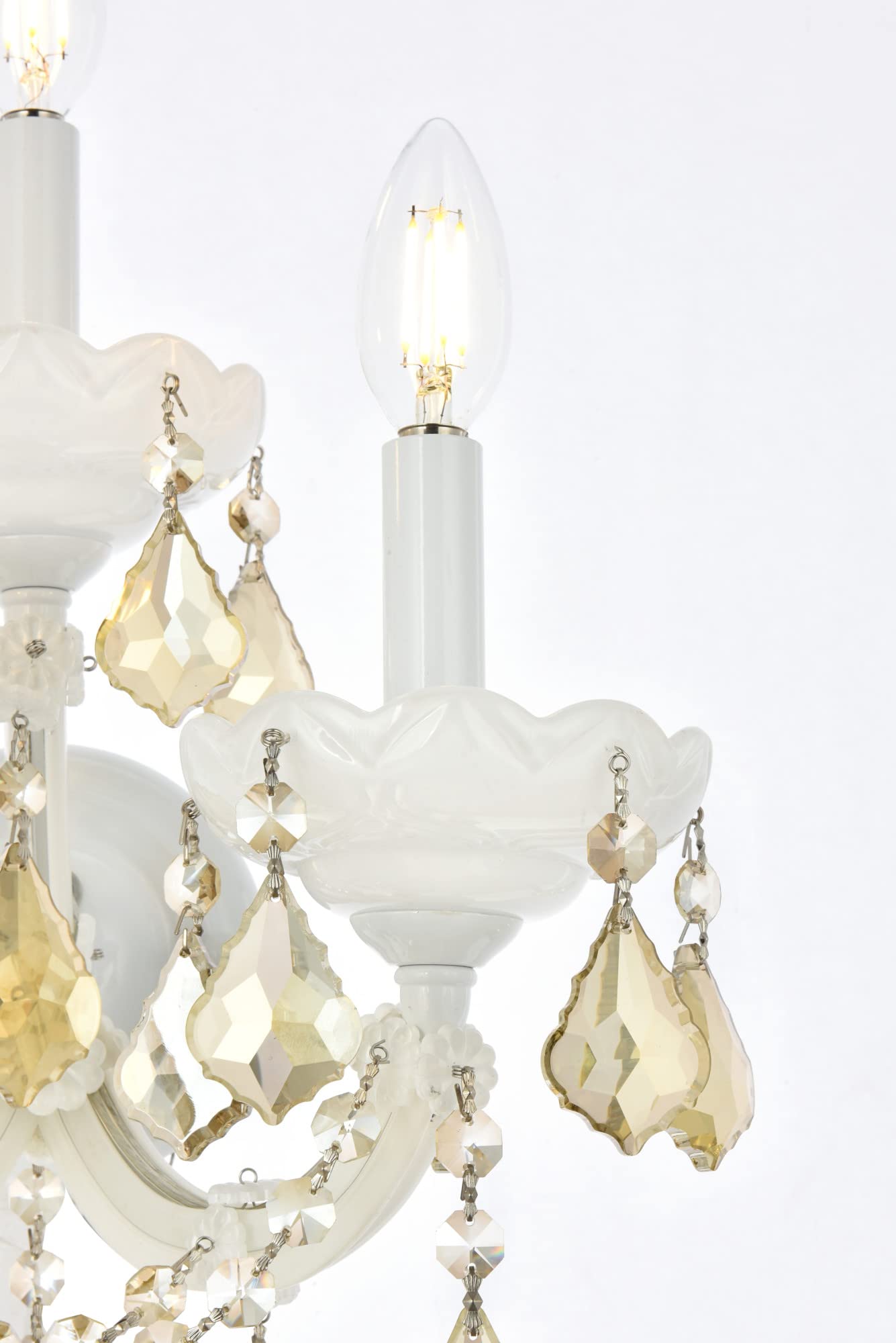 Elegant Lighting 3-Light Wall Sconce - Royal Cut Golden Teak, White Finish, 2800W3Wh-Gt/Rc