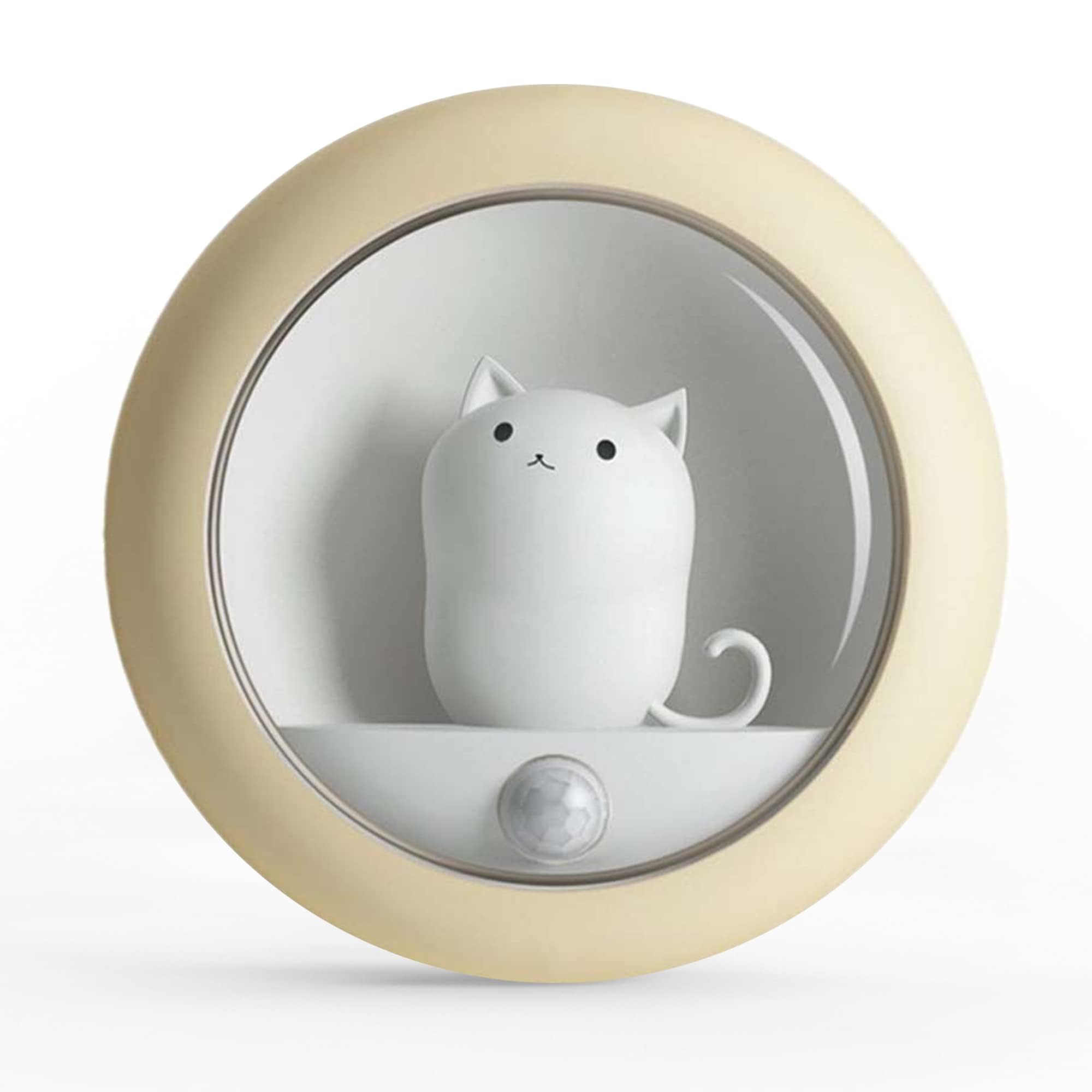 Attivolife Cat Motion Sensor Light, Rechargeable Motion Activated Night Light LED Warm White, Adjustable Brightness, Portable fo