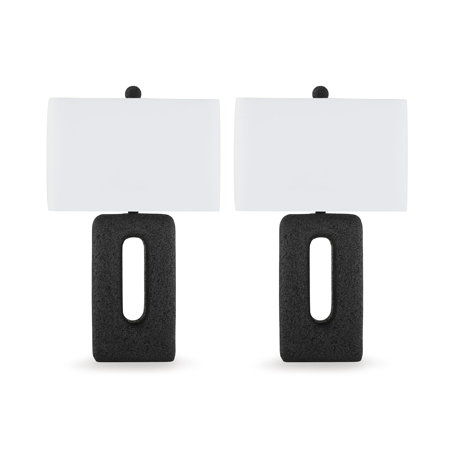 Signature Design by Ashley Wimmings Contemporary Textured Polyresin Table Lamp with 3-Way Switch, Set of 2, Black
