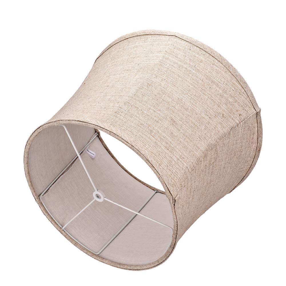 TOOTOO STAR Brown Large Drum Lamp Shade for Chandeliers, 12x16x11", Hand Crafted Natural Linen