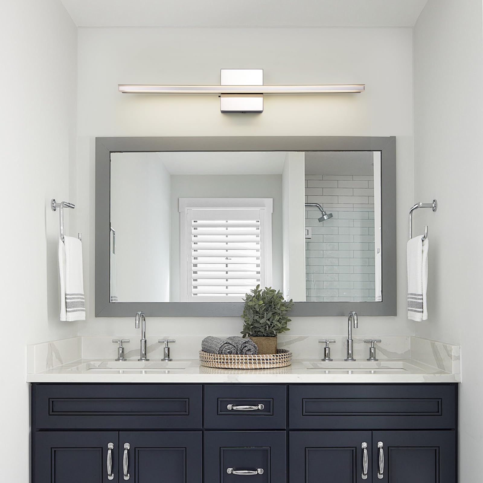 BRIVOLART Chrome Vanity Lights - Dimmable LED Bar Light, 23.6 Inch, 18W, Adjustable Angle, Model 96909366-8dd4-484d-a