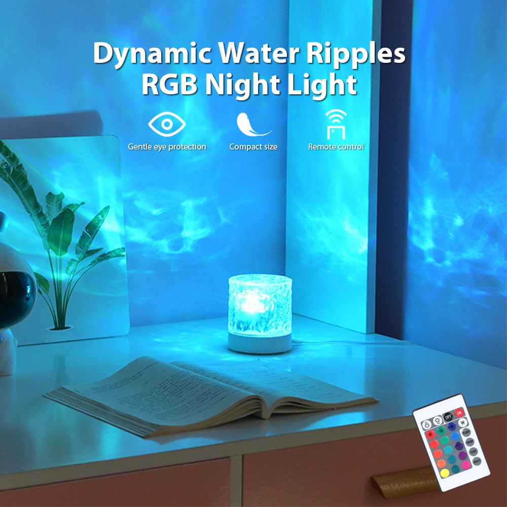 Ocean Wave Ceiling Projector,16 Colors Ocean Wave Light Projector, Water Ripple Ambient Night Light With Remote, Touch Control A