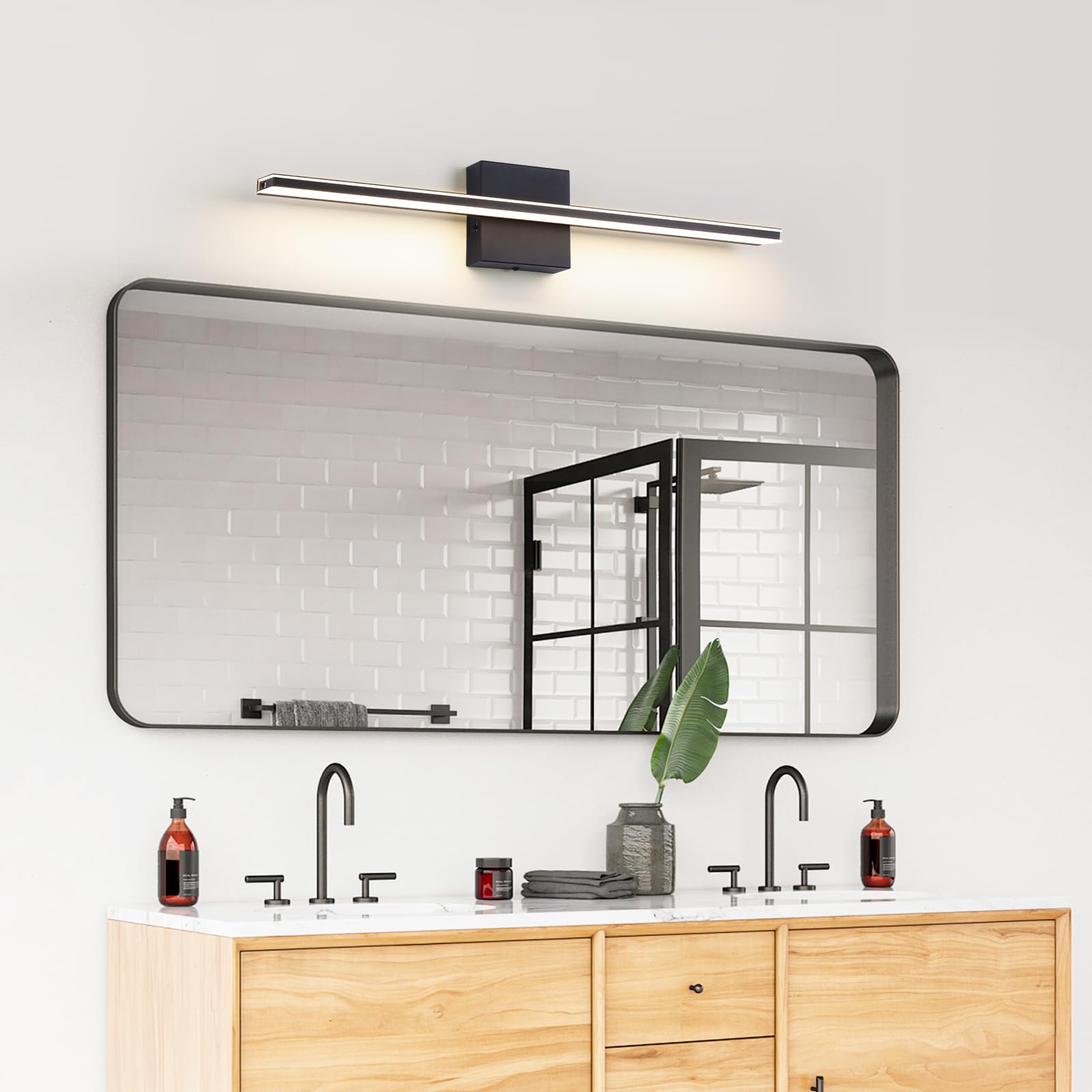 BRIVOLART Vanity Light Fixture for Bathroom, 24in Dimmable, 5CCT, Black, Model 6420, Acrylic Material