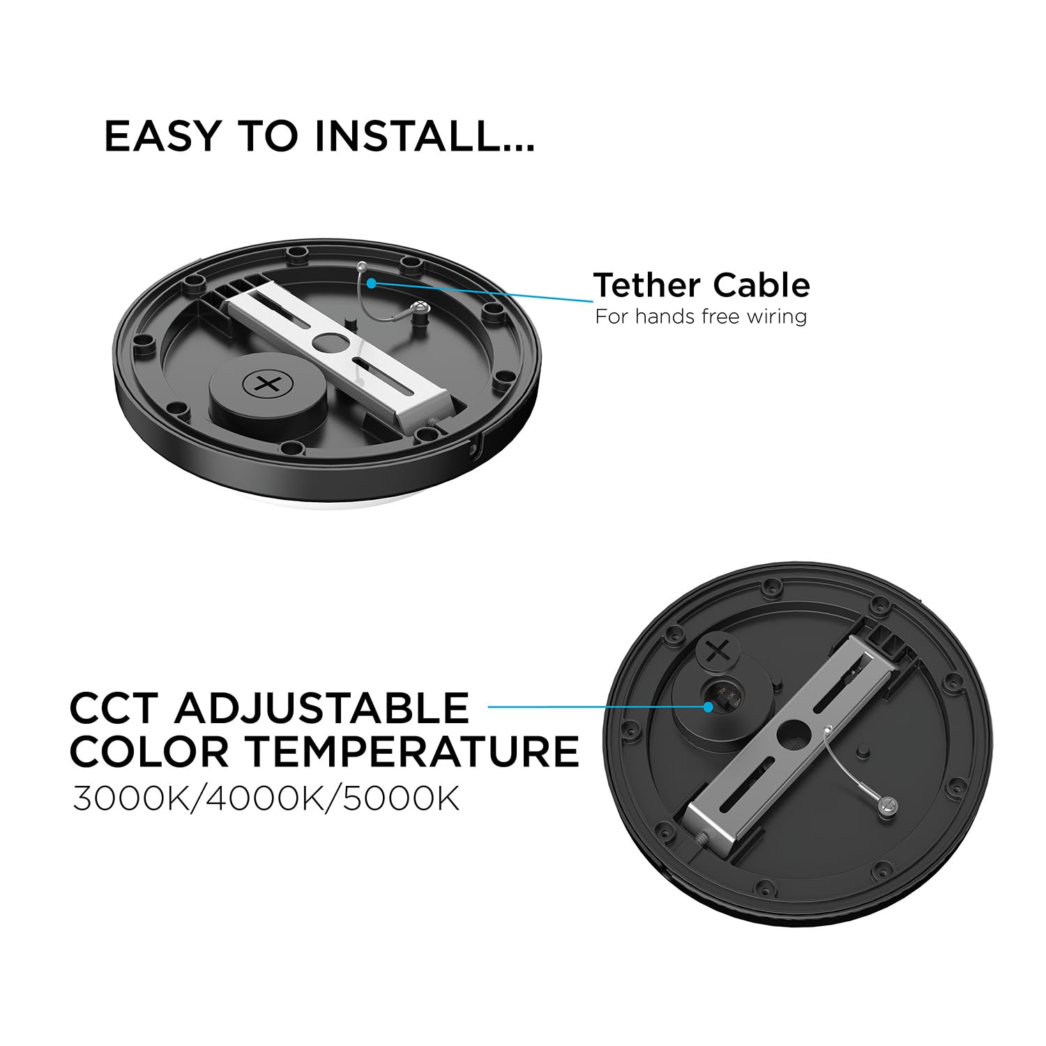 Afx Deaw08 Dean Led Flush Mount Ceiling Light For Outdoor Use With 3 Selectable Color Temperatures - 8'' - Black