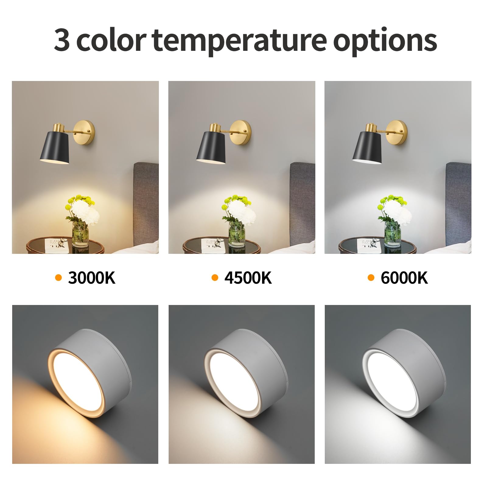 Vitnucrol 2 Pack Black And Gold Magnetic Wireless Battery Operated Wall Sconces, Dimmable Battery Powered Wall Decor Set Of 2, Cordless Wall Light Lamp With Remote Control For Bedroom Living Room