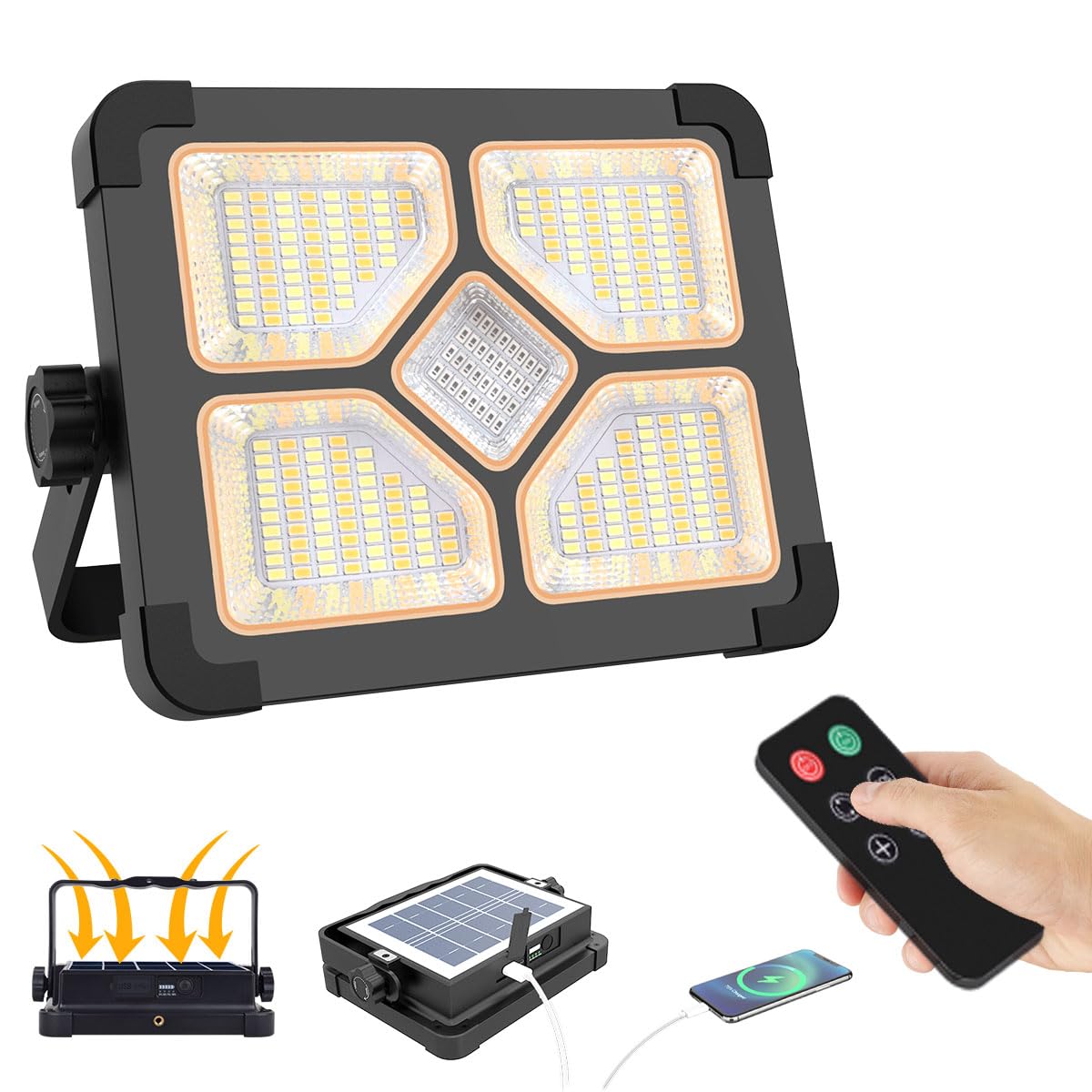 ERAY Rechargeable LED Work Light with Remote Control,15000mAh Battery 10000 LM Worklight, Portable Solar Camping Lights, IP66 4
