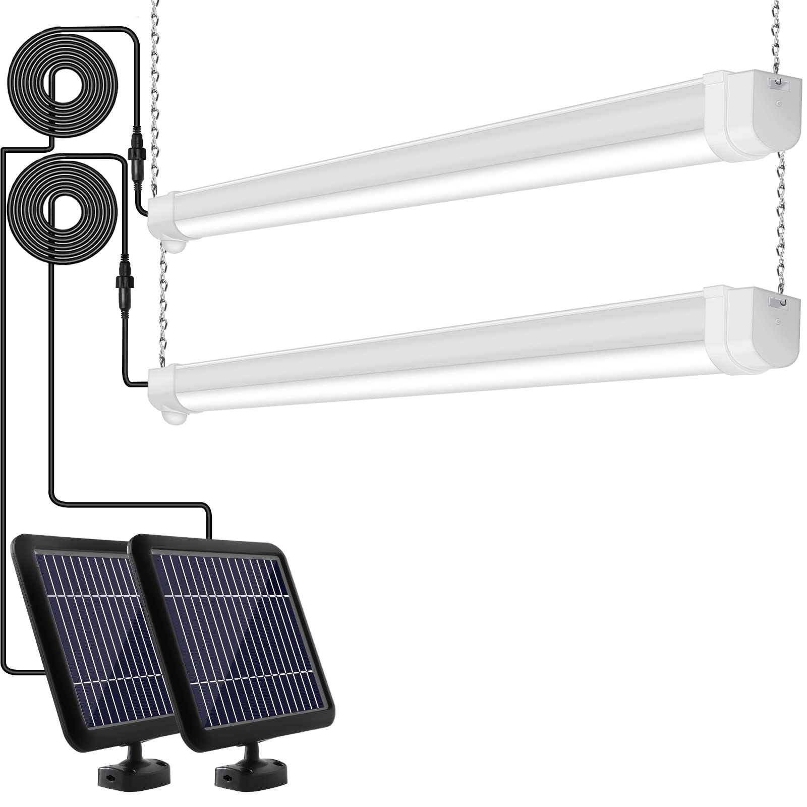 Hykolity Solar Powered Shop Light With Motion Sensor, 3Ft 17W (100-Watt Equivalent),Integrated Led Ip65 Waterproof Outdoor Motio