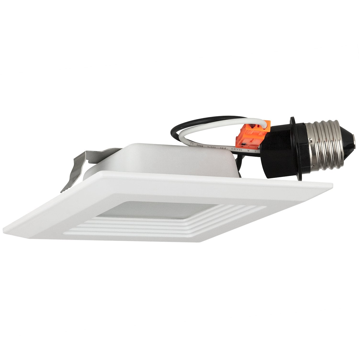 Sunlite 4-Inch Square Recessed Retrofit Downlight, 9 Watts, 630 Lumens, E26 Medium Base, 4000K Cool White, Dimmable, 80 CRI, ETL