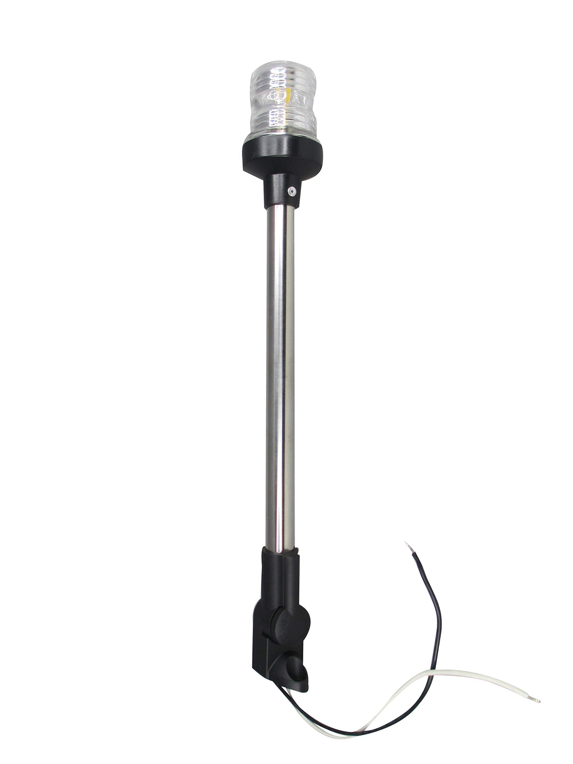Pactrade Marine 12V Navigation Anchor Light 360° LED Splashproof Black Housing Fold Down Base (H=16.5in) USCG Approved