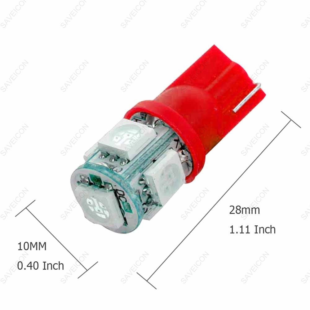 SAWE LED License Plate Dome Map Lights Bulbs, 5-SMD, Pack of 20, Red
