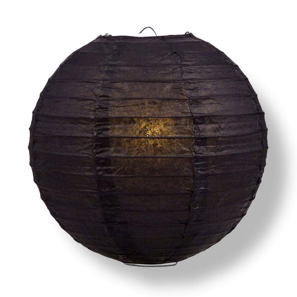 Quasimoon Decorative Paper Lantern - 20-Inch, Black, Round, Paper, Ideal for Weddings and Parties
