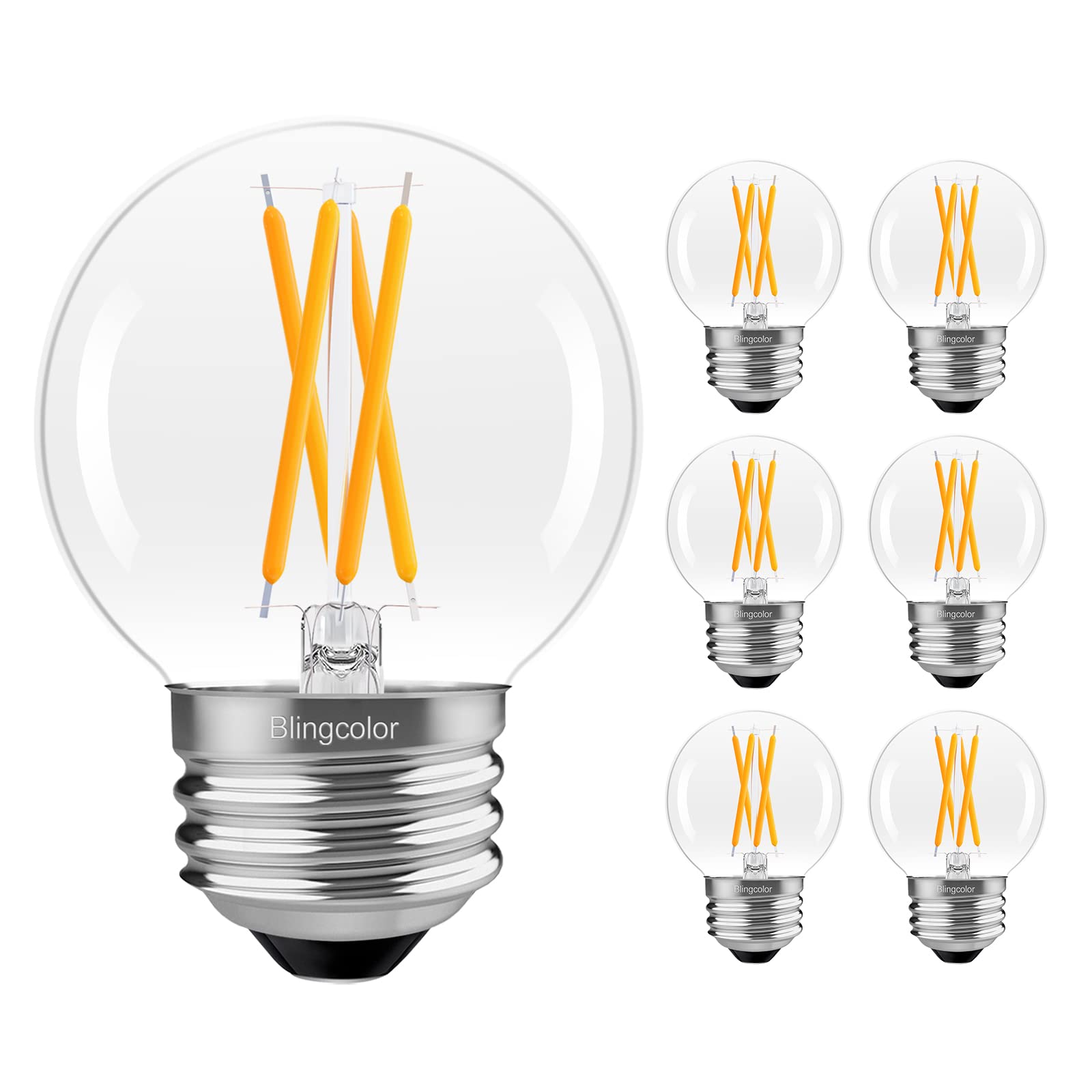 Dimmable E26 Led Bulb 4W Equal E26 40 Watt Light Bulb, 6 Pack G16.5 Light Bulbs Warm White 2700K, 4W Led Globe Small Light Bulbs