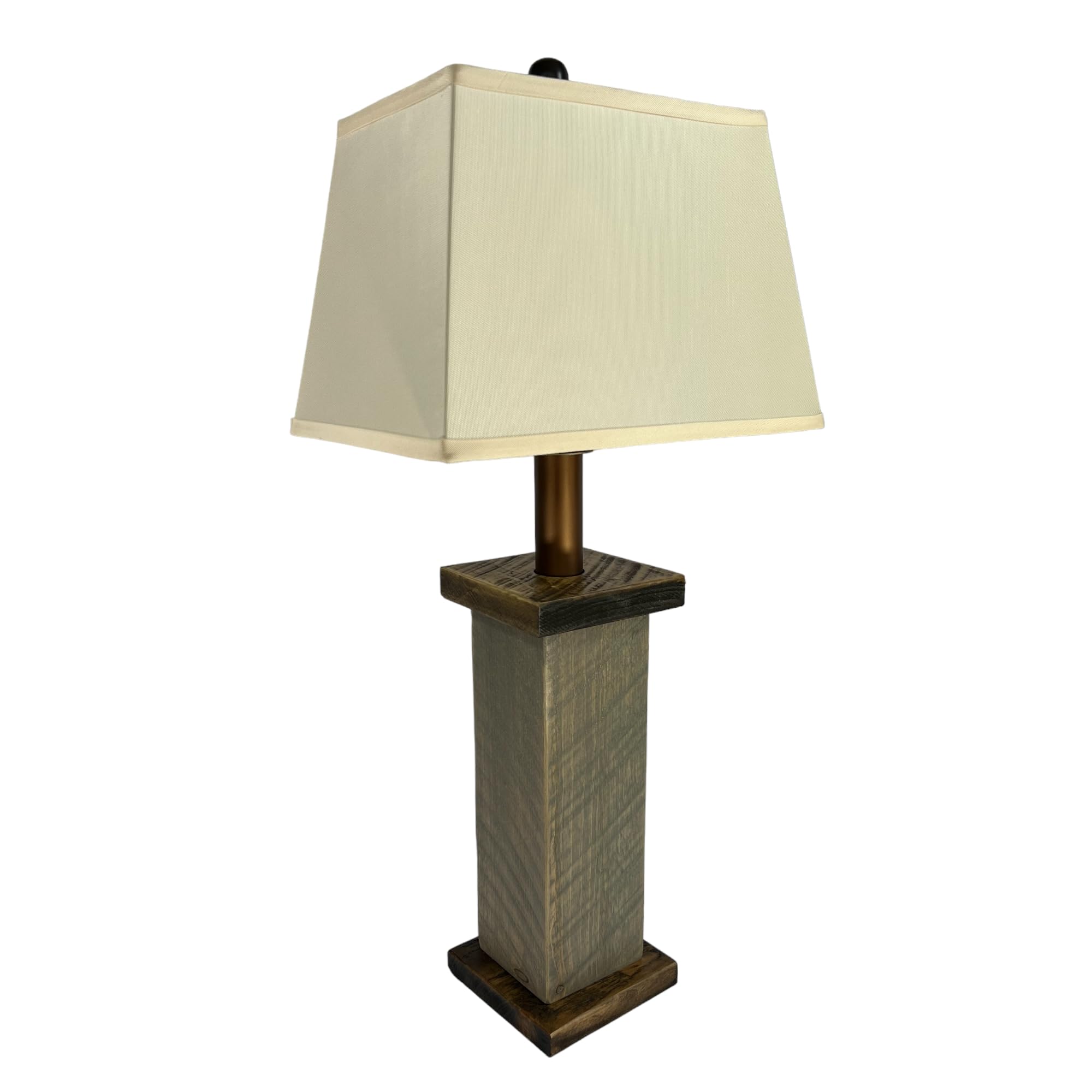 Green Mountain Live Edge Inc Table Lamp - 28" Rustic Barnwood, Battery-Operated, 3 Stage Dimmer, Auto-Off Timer for Indoor Décor