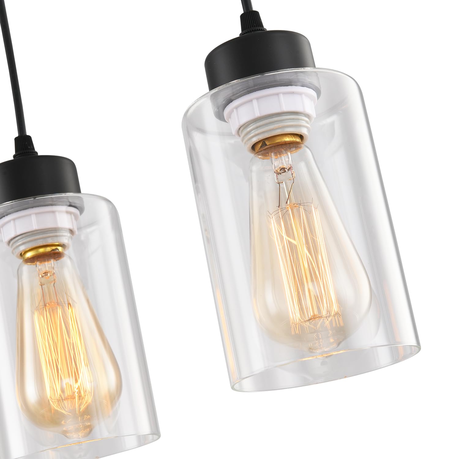 Cafulam Black Chandelier Farmhouse Light Fixtures Over Table  Dining Room Light Fixture Kitchen Island Lighting Chandeliers Modern Pendant Light With Clear Glass Shade Industrial Hanging Lighting