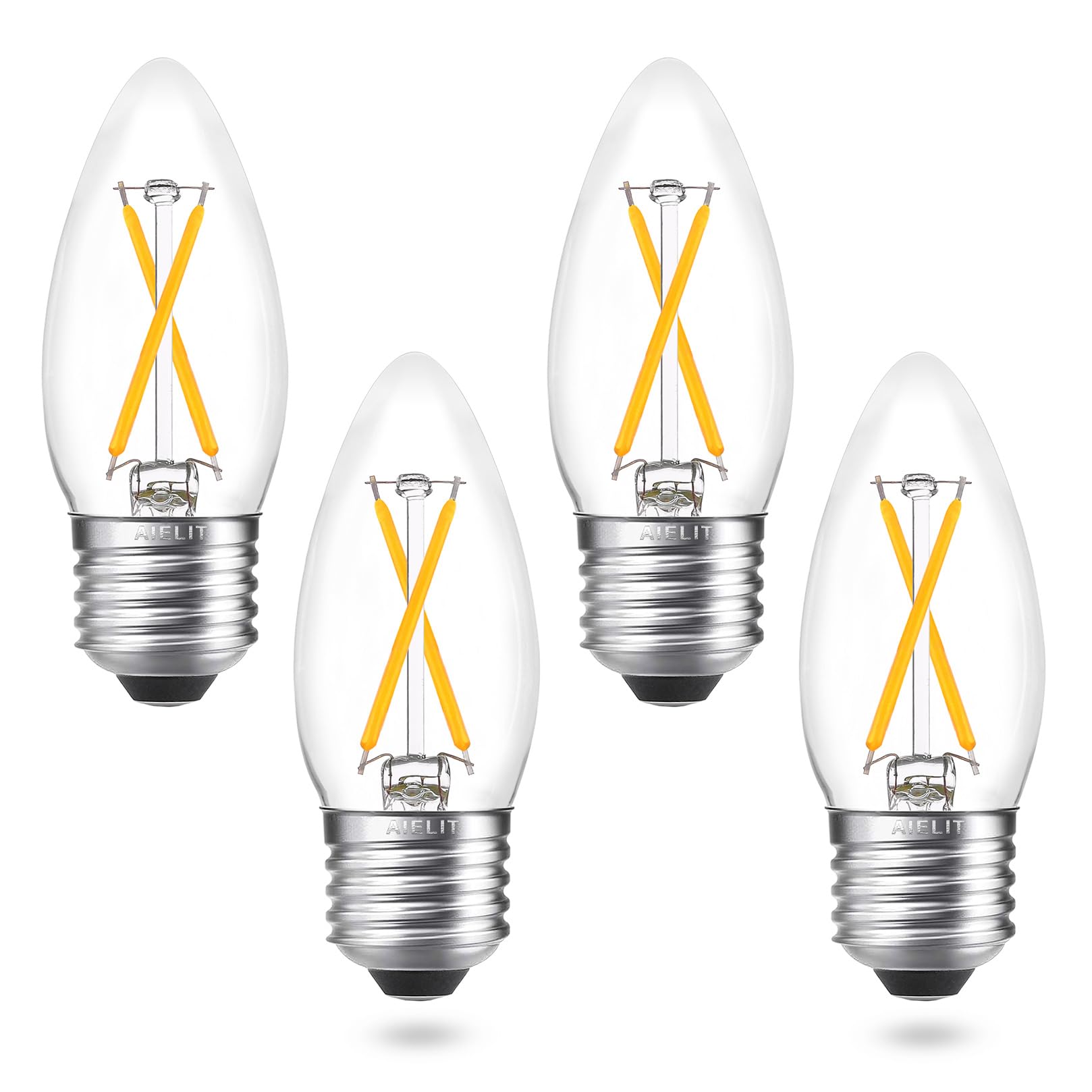 Aielit Dimmable Led Candle Light Bulb, Vintage 2W B11 E26 Led Candelabra Bulbs 25 Watt Equivalent For Hotel Bedroom Entryway Cha