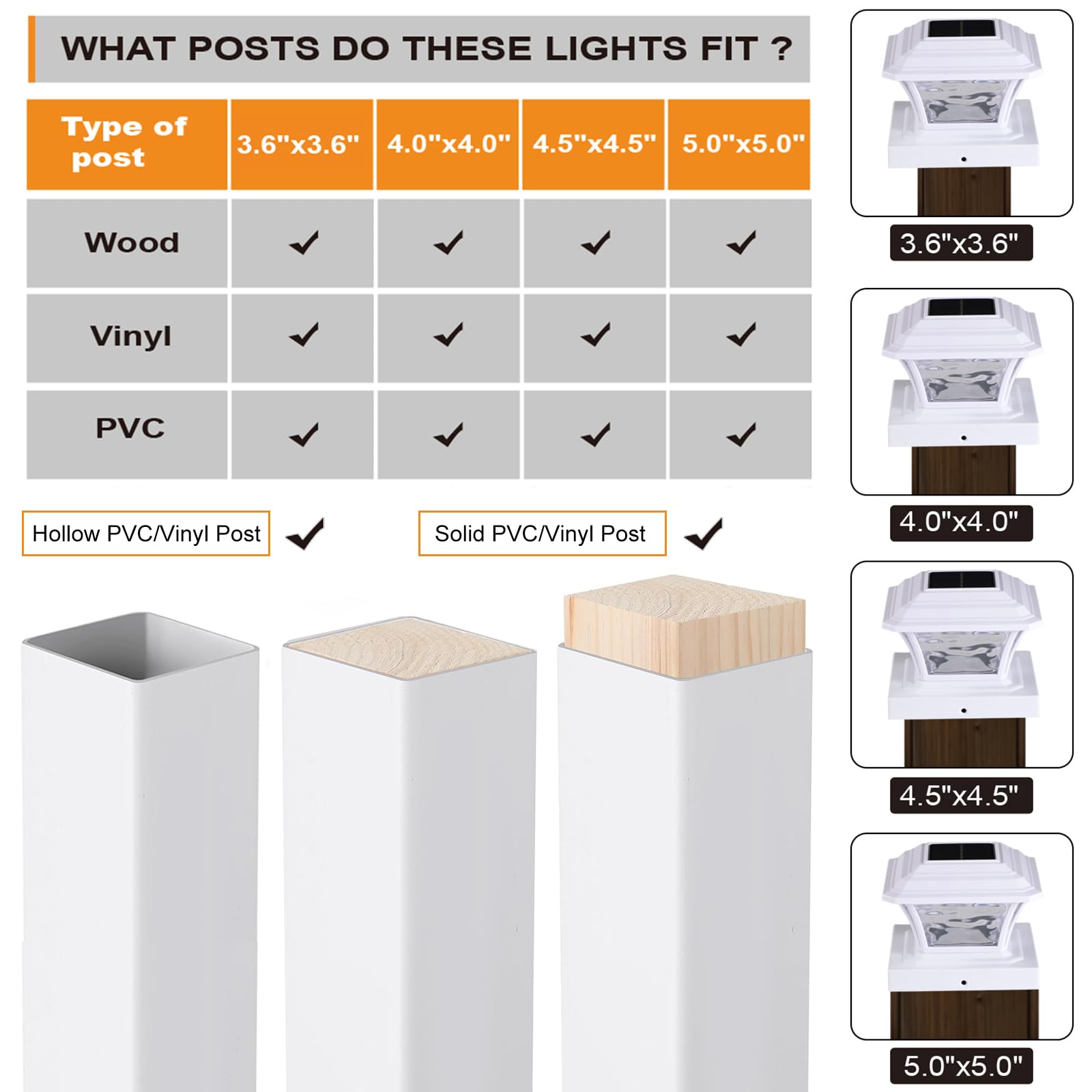 AEFRELEOHT Solar Post Cap Lights, Warm White/RGB, 20 Lumens, 6 Pack, for 3.6x3.6 to 5x5 Posts,