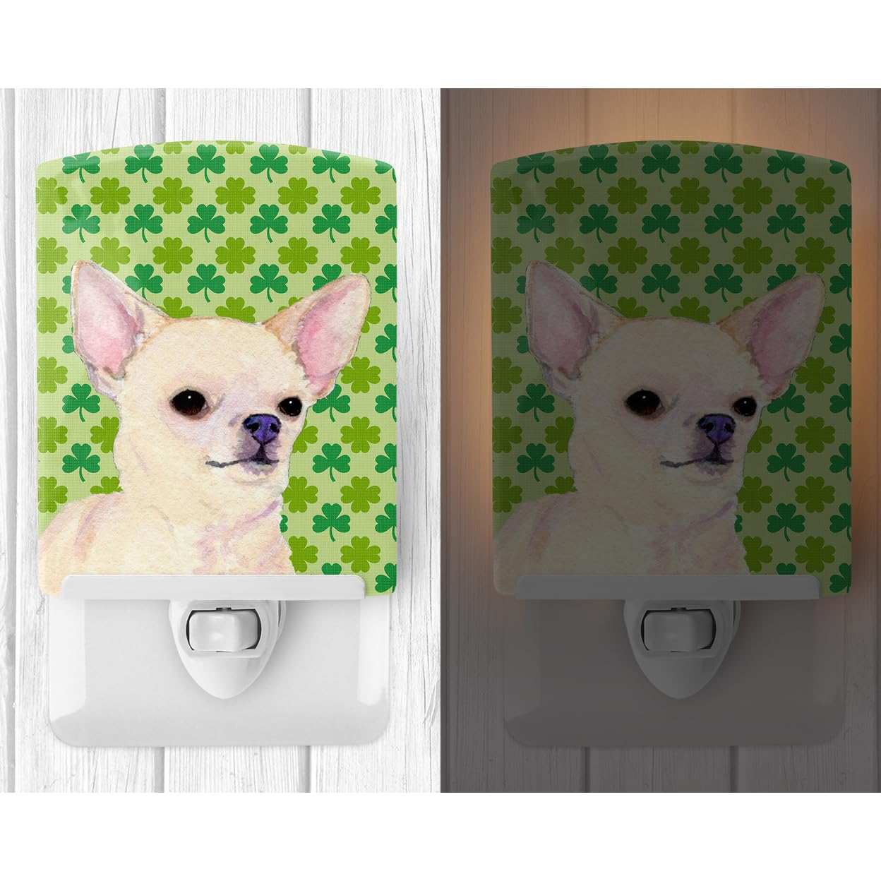 Carolines Treasures Night Light Ceramic Chihuahua St. Patricks Day 6x4x3in Multicolor Model SS4403CNL