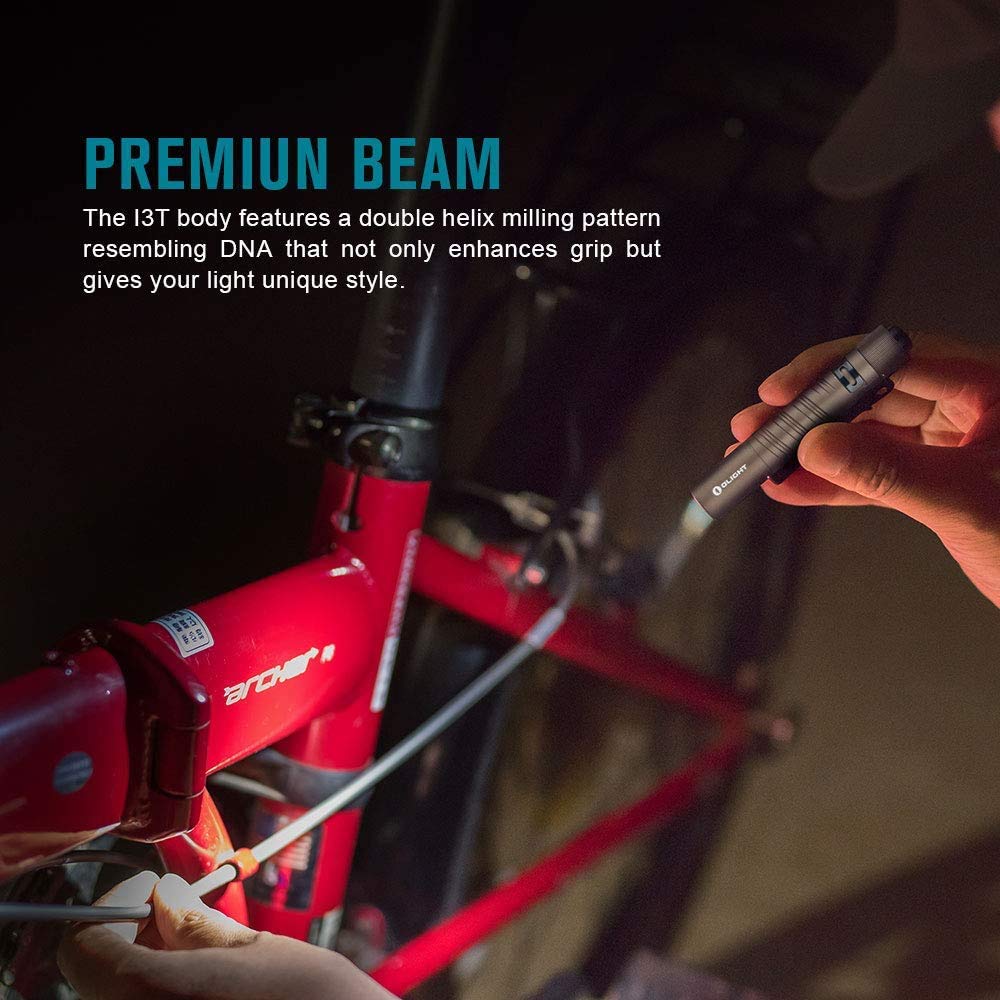 OLIGHT I3T EOS 180 Lumens Dual-Output Slim EDC Flashlight for Camping and Hiking, Tail Switch Flash Light with AAA Battery (Pinw