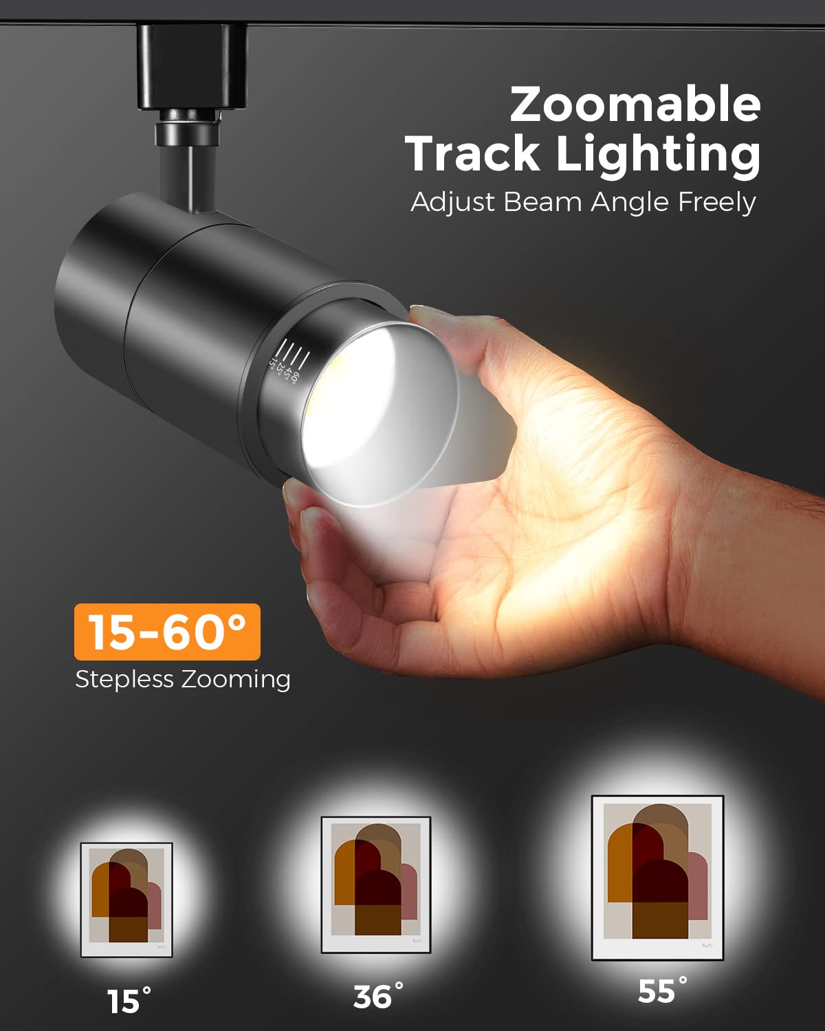 Vanoopee 20W Dimmable Led Track Lighting Heads, 3 Color Adjustable, Cri90+, Black, 4