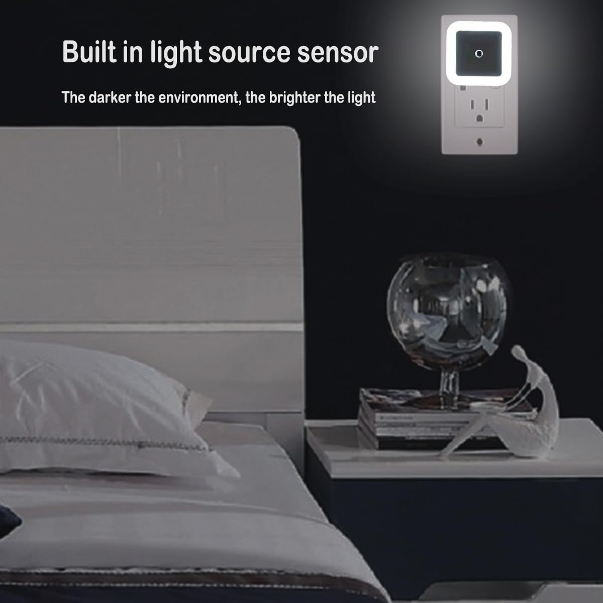 Jininq Night Light 0.5W Plug In Night Light Smart Sensor Dusk To Dawn Sensor Led Lamp,Bright Nightlight Auto-On/Off For Kitchen,