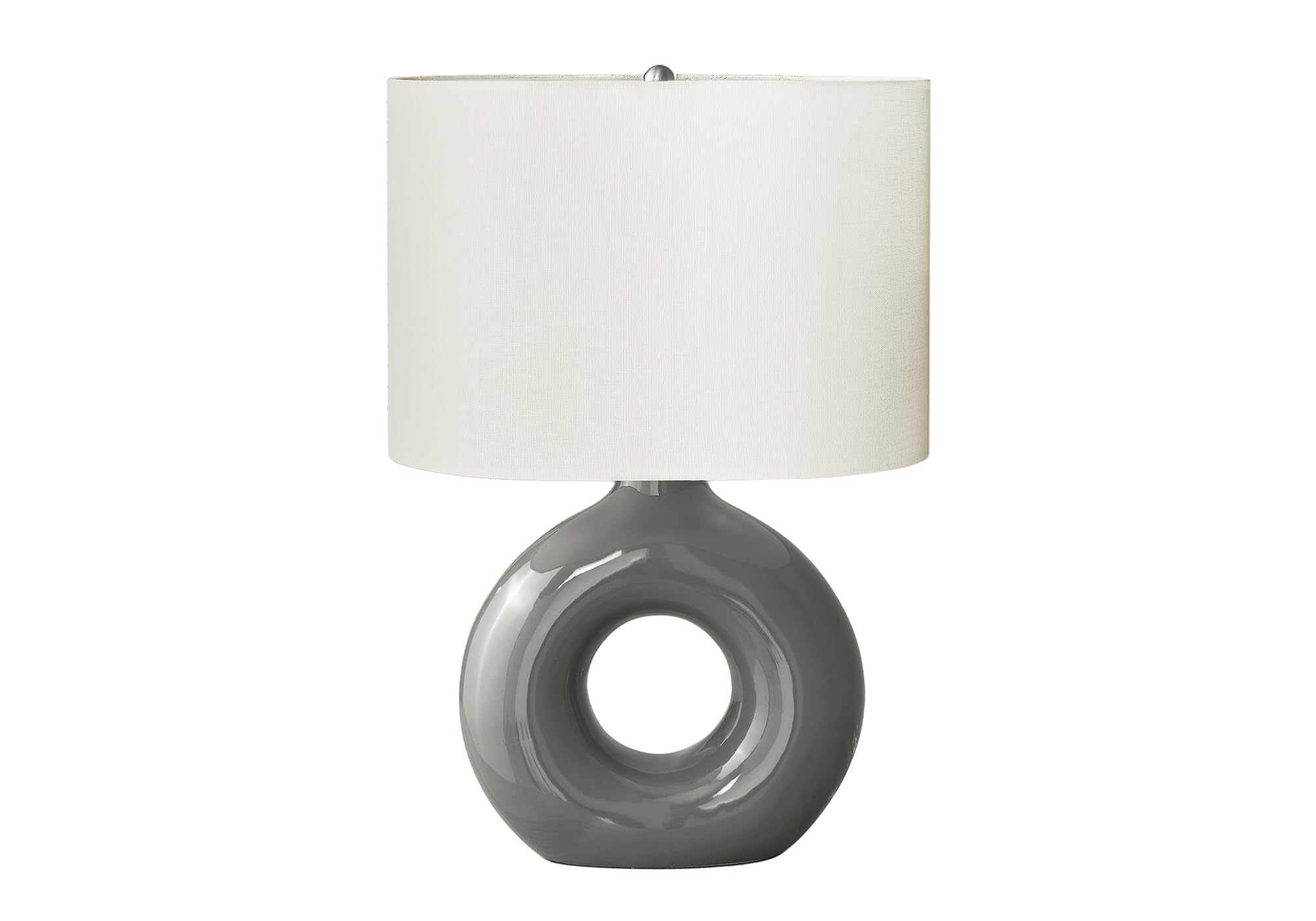 Monarch Specialties Table Lamp, 24in H, Dark Grey Ceramic, Ivory Shade, Model I 9667