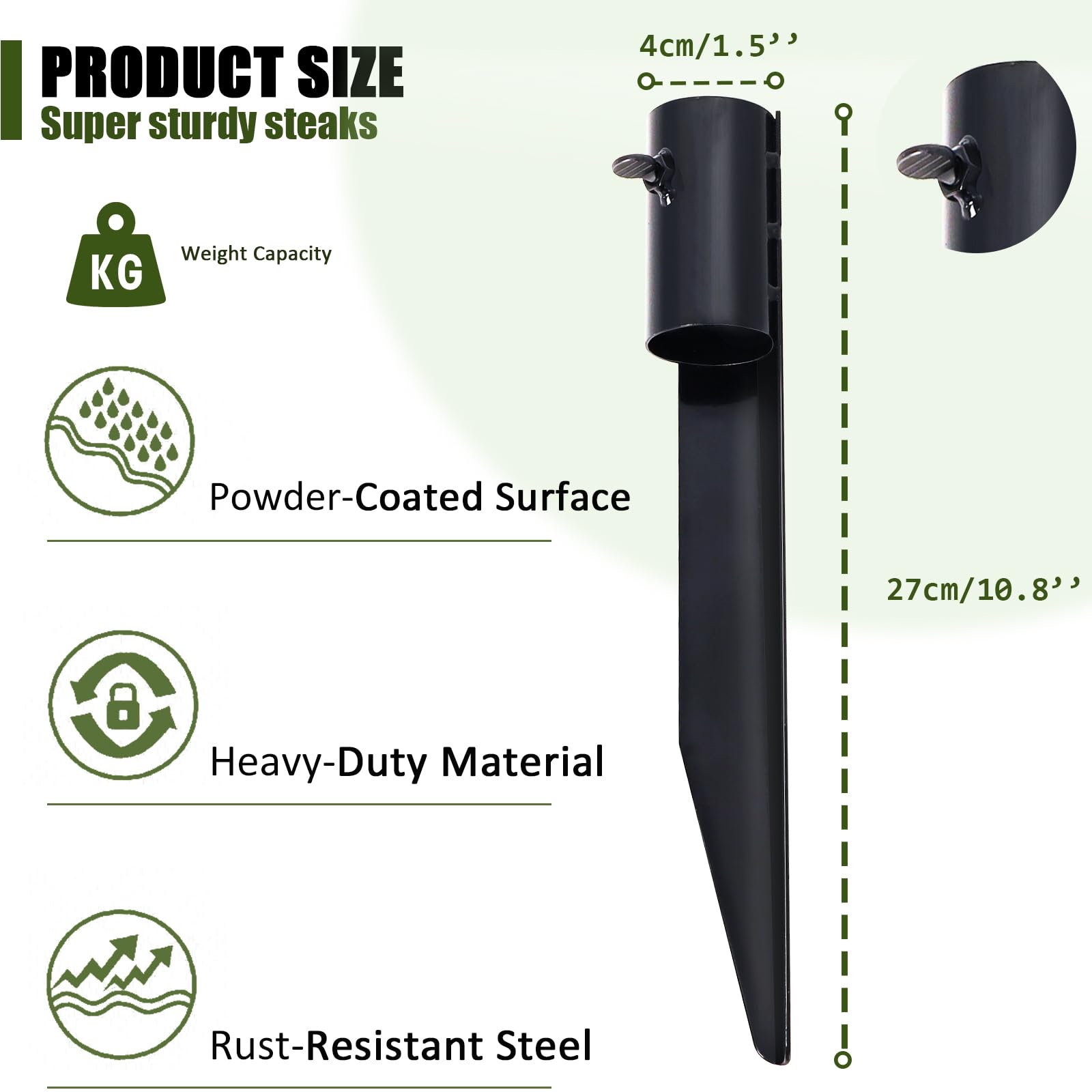 Steel Torch Stakes For Tiki Torches, Freestanding Poles And Solar Lights, 10.8 Inch Torch Stand Stakes Outdoor Light Stakes Gard