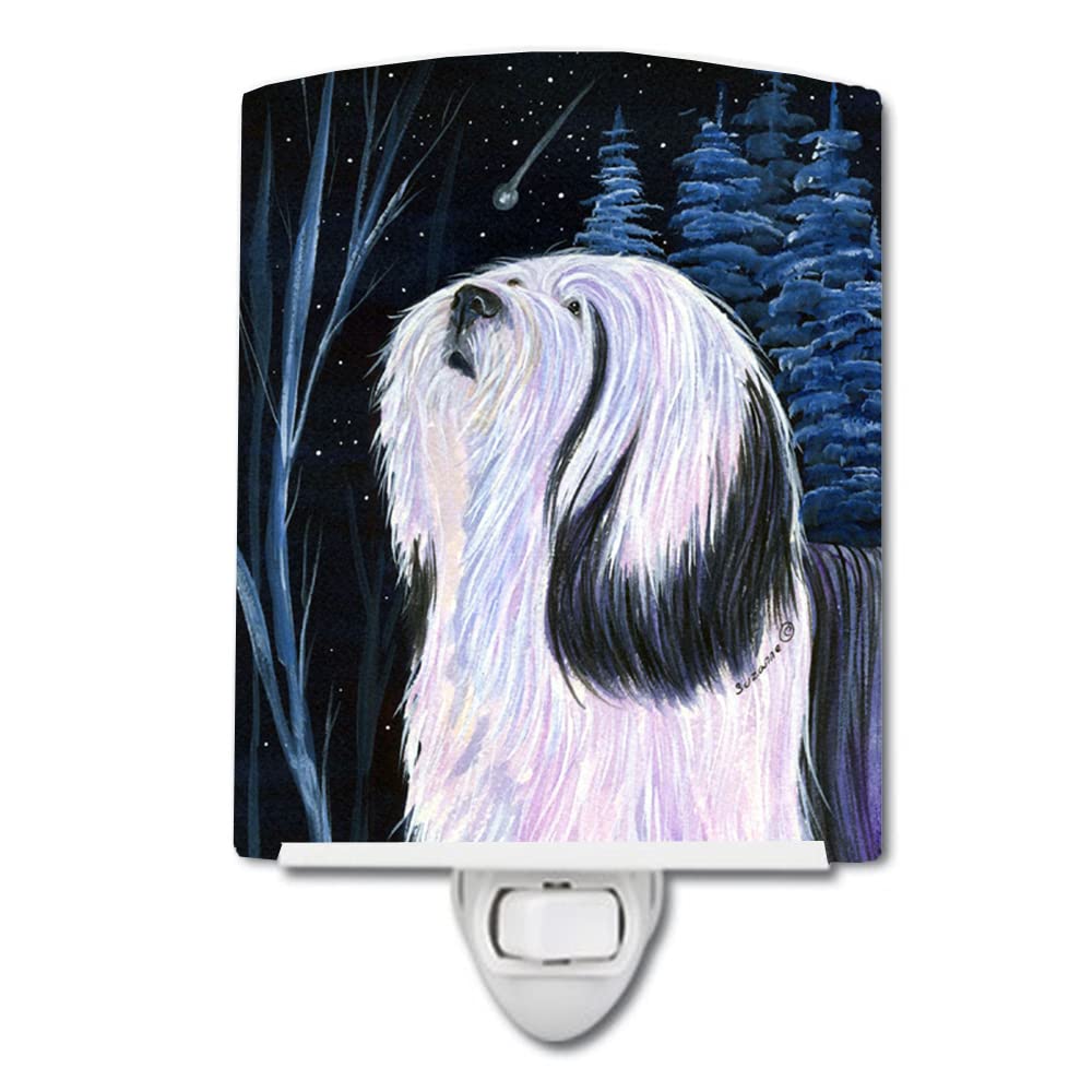 Caroline'S Treasures Ss8348Cnl Tibetan Terrier Ceramic Night Light Compact, Ul-Certified, Ideal For Bedroom, Bathroom, Nursery, Hallway, Kitchen, 6X4X3, Multicolor
