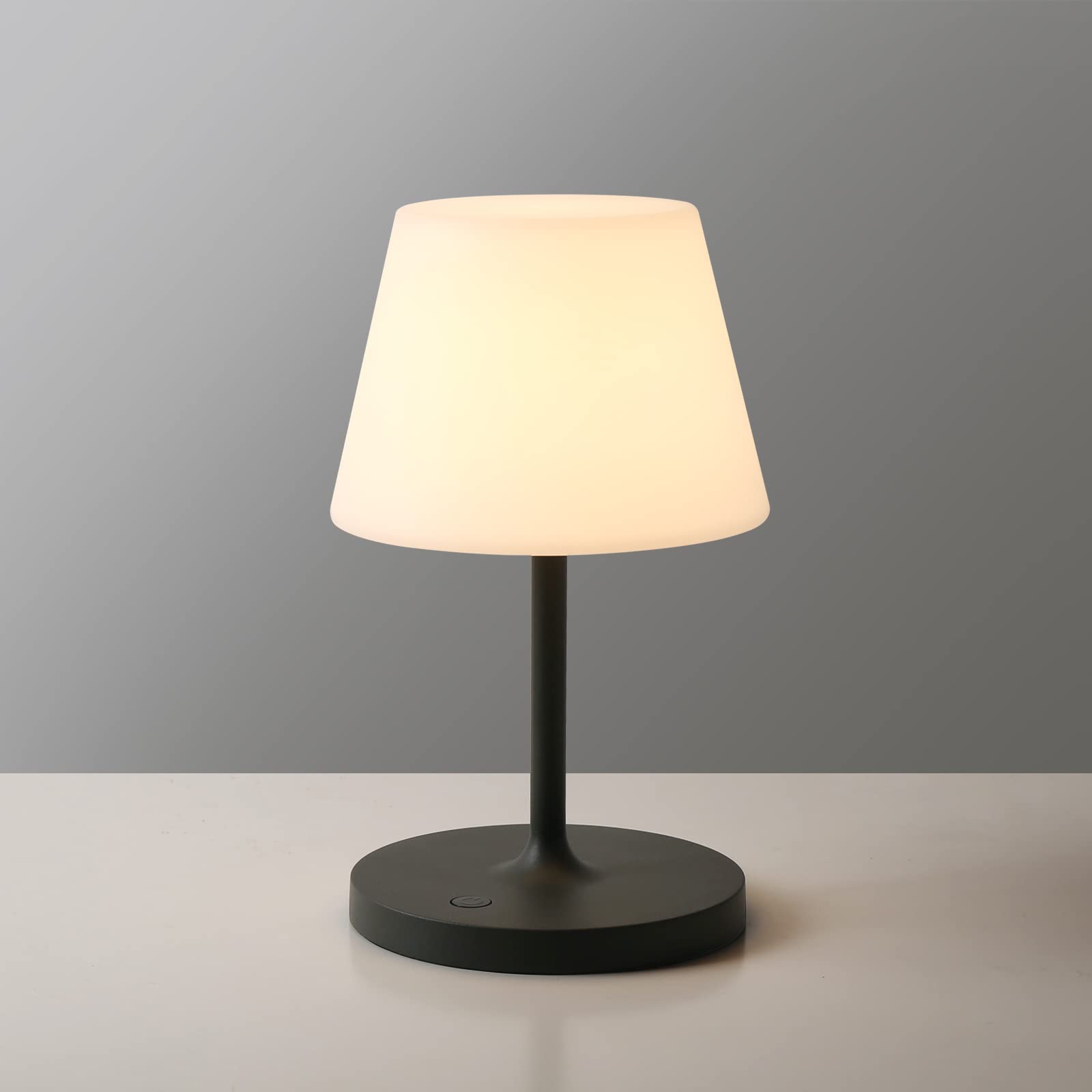 WEILAILUX Outdoor Rechargeable Table Lamp, 9.6in Dark Grey, Waterproof, Touch Dimmable, Aluminum, Model WL-3665