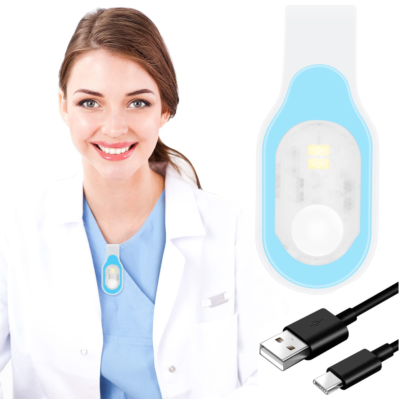 Mayaugst Nursing Night Light - Rechargeable Clip-On LED Flashlight for Outdoor Use - Blue - Model MA-Nurse Light-001