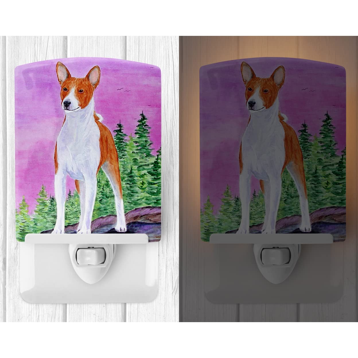 Caroline'S Treasures Ss8611Cnl Basenji Ceramic Night Light Compact, Ul-Certified, Ideal For Bedroom, Bathroom, Nursery, Hallway, Kitchen, 6X4X3, Multicolor