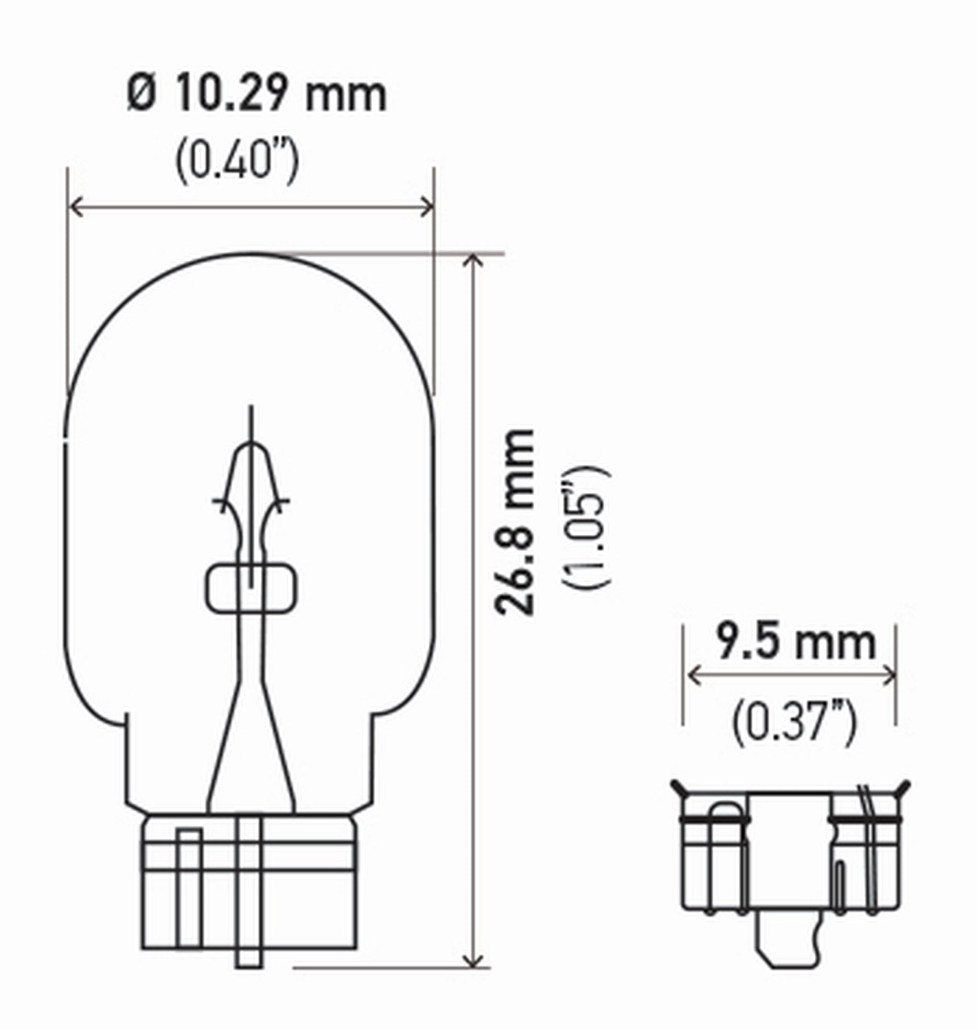 Hella 2825TB Bulb 2825 12V 5W 4Cp W2.1X9.5D T3.25 (2), Multi