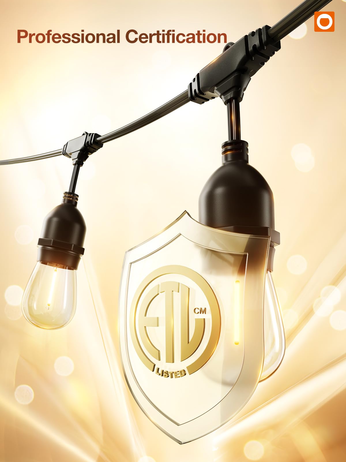 addlon LED Outdoor String Lights 36FT - Dimmable Vintage Shatterproof Bulbs, Black, ETL Listed, Weatherproof for Patio Garden