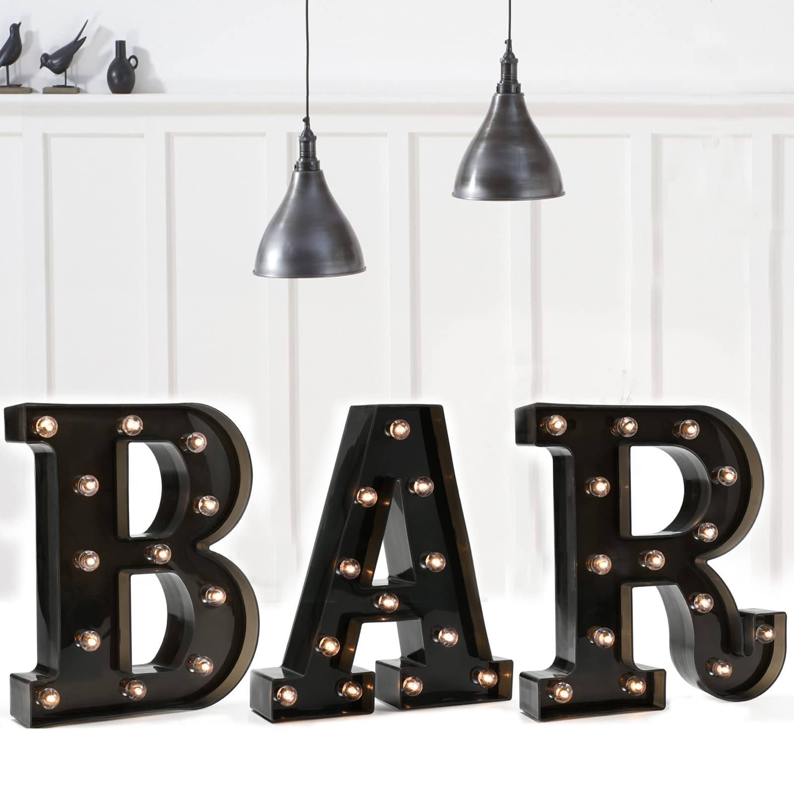 Oycbuzo Black Bar Sign - Led Marquee Light Up Letters For Home Bar, Party & Wedding Decor