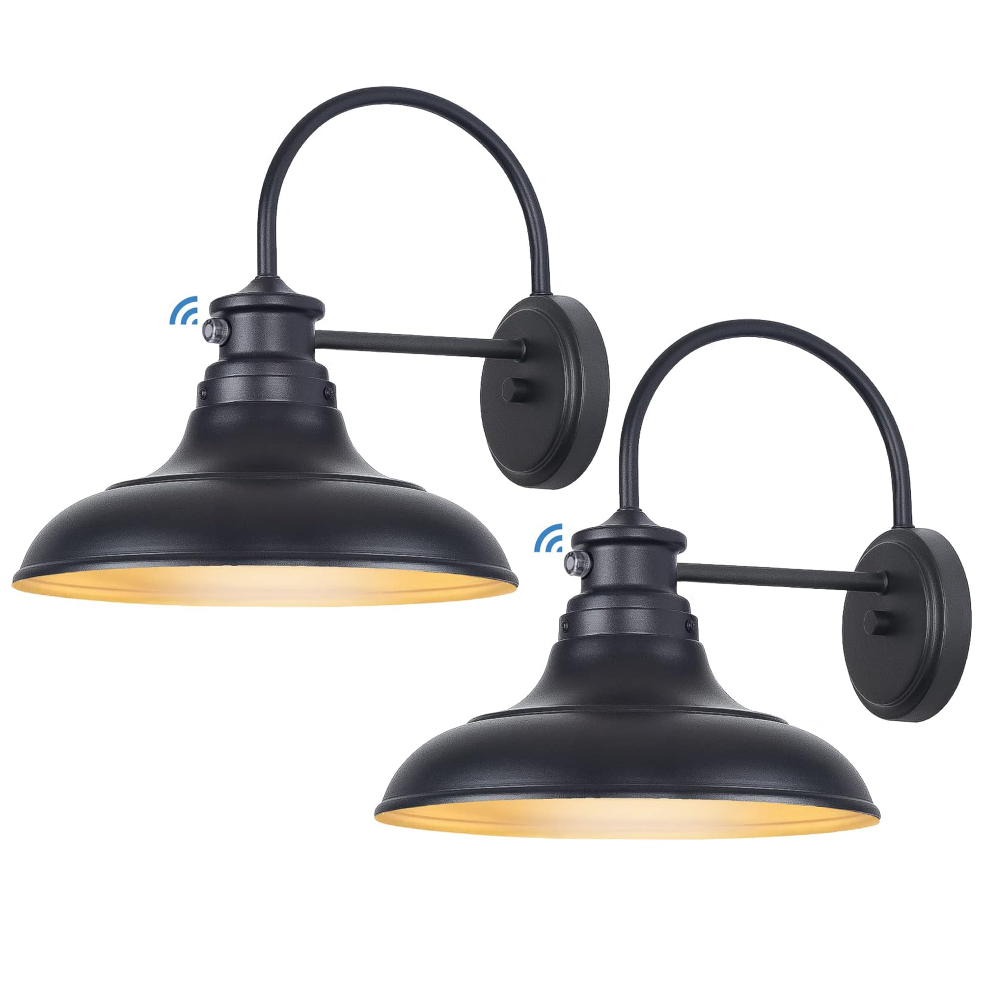 Yolsunes Dusk To Dawn Led Barn Lights - 2 Pack Gooseneck Black Exterior Wall Mount Fixtures