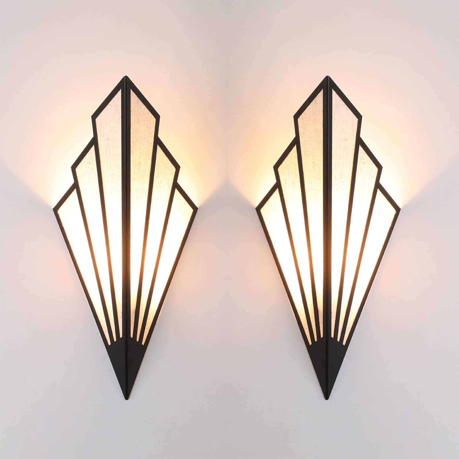 YFMYY Modern Wall Light Sconce Art Deco E12 Socket Black (Pack of 2)
