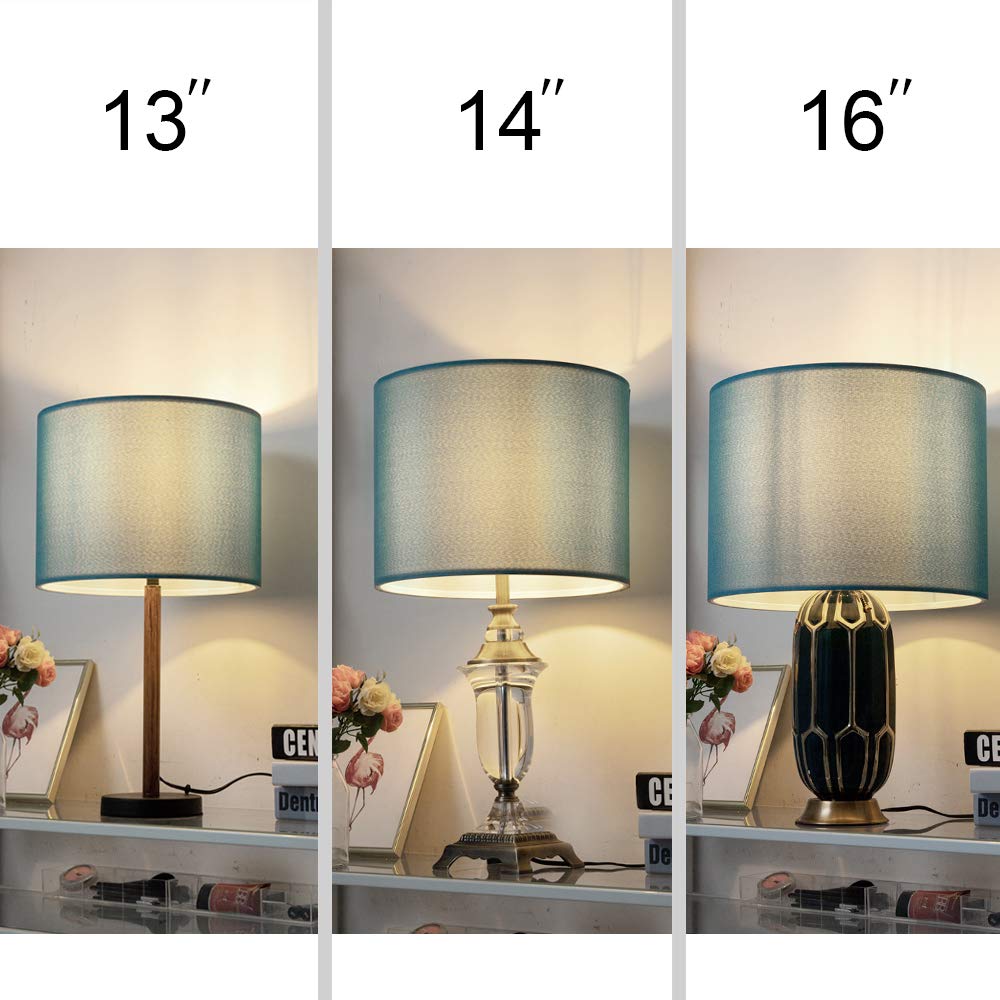 Wellmet Fabric Drum Lampshade, 13X13X10, Blue, Assembly Required, Spider Fitter, Model Ds-Tls