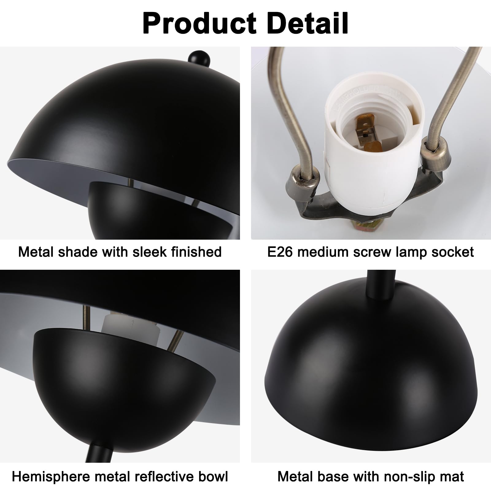Cosylux Modern Small Table Lamp For Bedroom, Cute Dome Shade Reflecting Light Reading Lamp For Living Room, Kid'S Room, Study, O