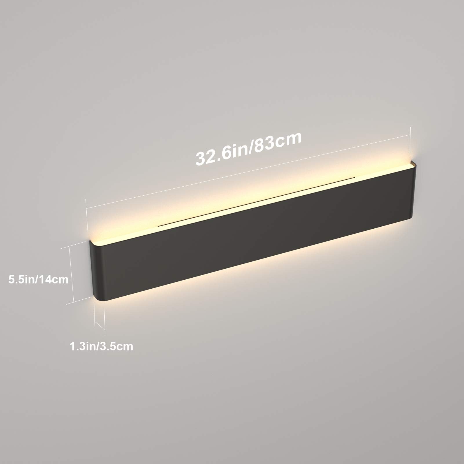 Ralbay 30W Bathroom Light Fixture, 32.67 inch, IP44 Waterproof, Warm White 3000K, Black, Model A065-83cm-Heike