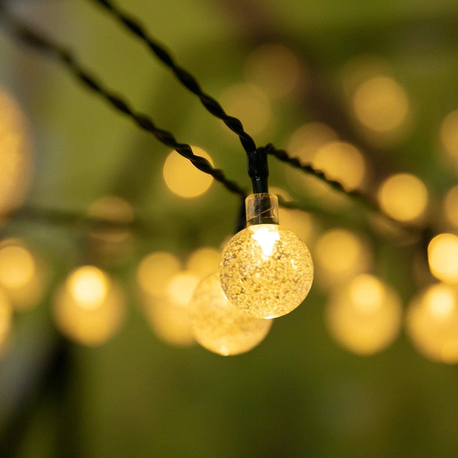 Lezonic Solar String Lights, 50 LED Waterproof Crystal Globe, 7M/24Ft, Warm White, 8 Modes for Garden, Patio, Christmas, Wedding