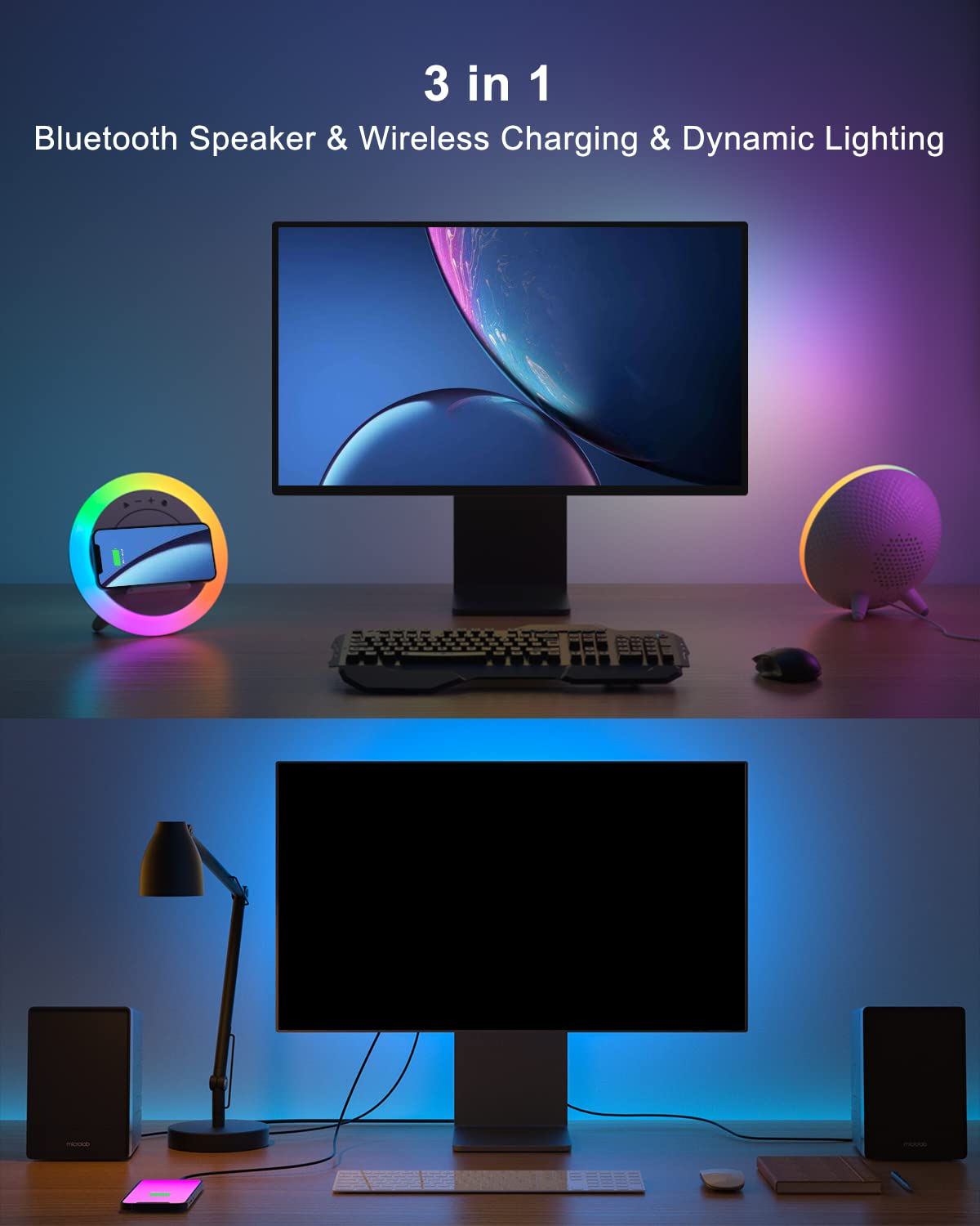 Swarmir Bluetooth Speaker Night Lights - Wireless Charging, Color Changing, Model A21, Multiple Colors, Ideal Gift for Teens