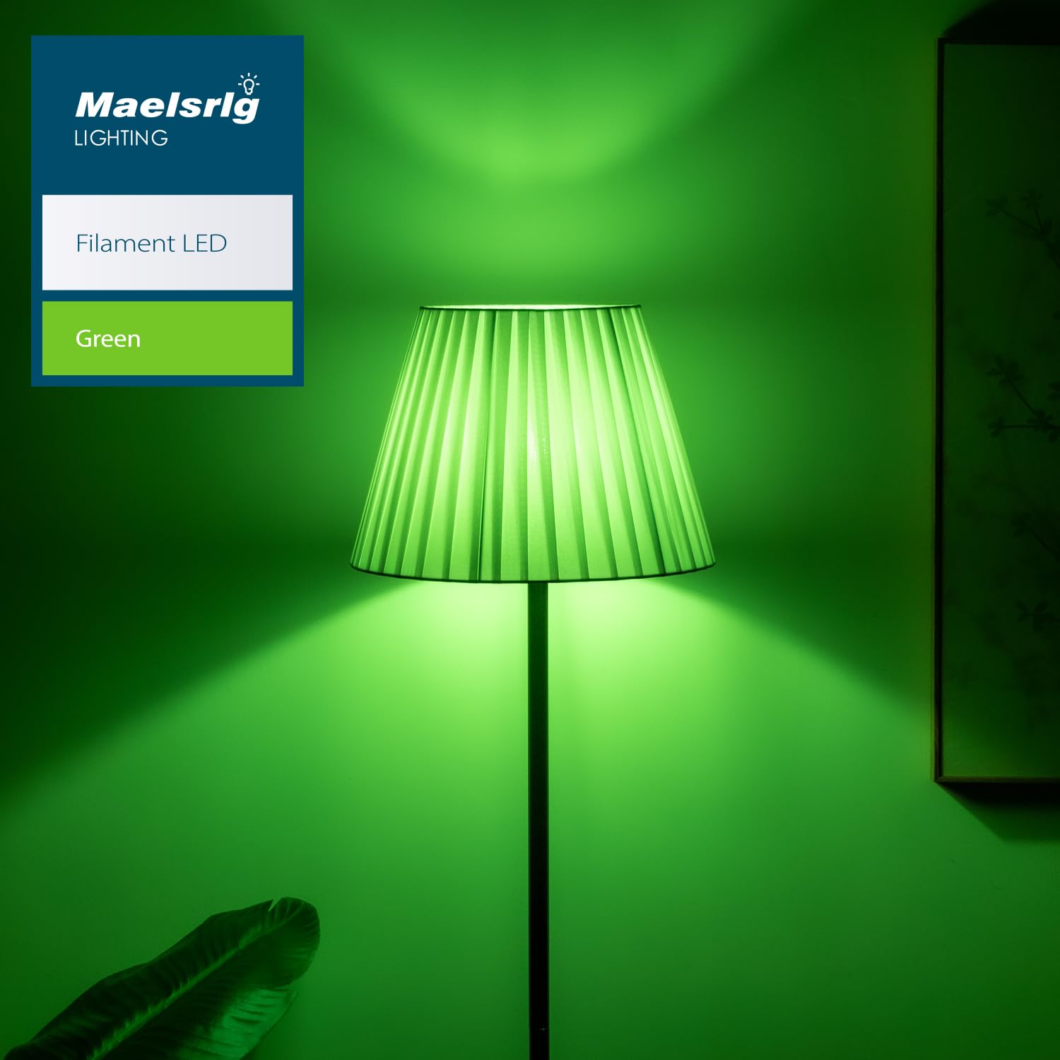 Maelsrlg Green Light Bulb, 4 Watts, A19 Colored Led Filament Bulbs, Clear Glass, 120 Volts, Dimmable, E26 Base, 2-Pack