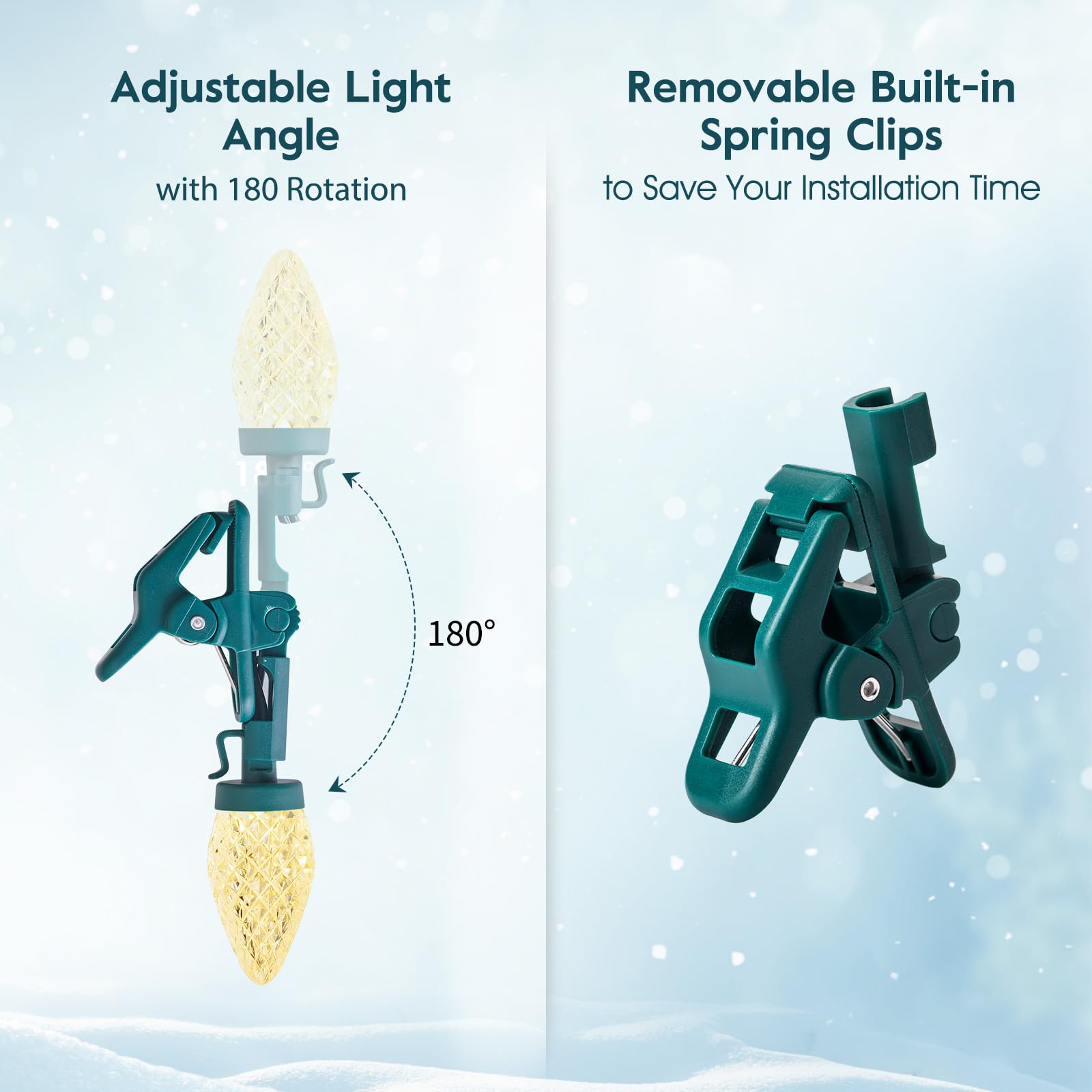 2Pack C9 Led Christmas Lights With 100 Spring Clips, Total 100Ft 100 Led Waterproof Strawberry String Lights, Commercial Grade Extendable Perfect For Roofline Patio House Xmas Decor, Red & Warm White