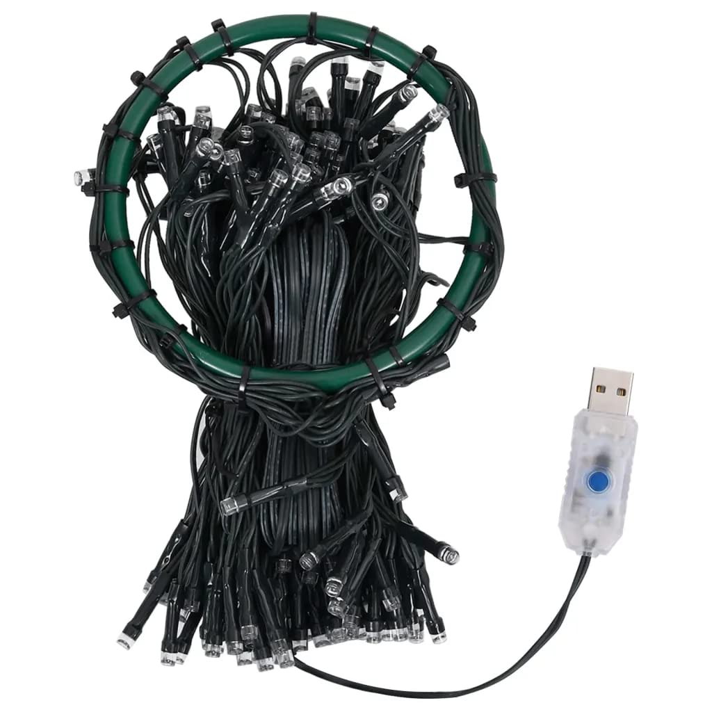 vidaXL Blue LED Christmas Tree Net Lights, 210 LEDs, 8 Effects, Water-Resistant, 6ft 11in Suitable for Indoor/Outdoor Use, Model 328881