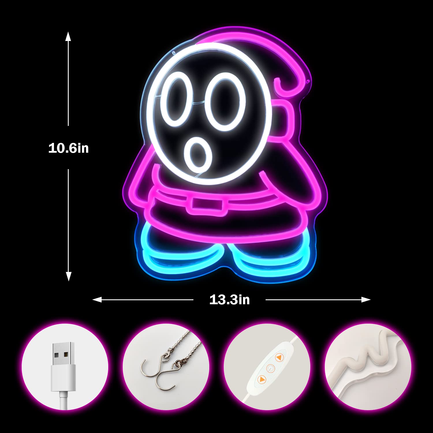 Shy Guy Neon Sign From Gaming Neon Sign Dimmable Ghost Led Neon Light For Bedroom Kids Game Room Man Cave Birthday Halloween Decor Christmas Gift