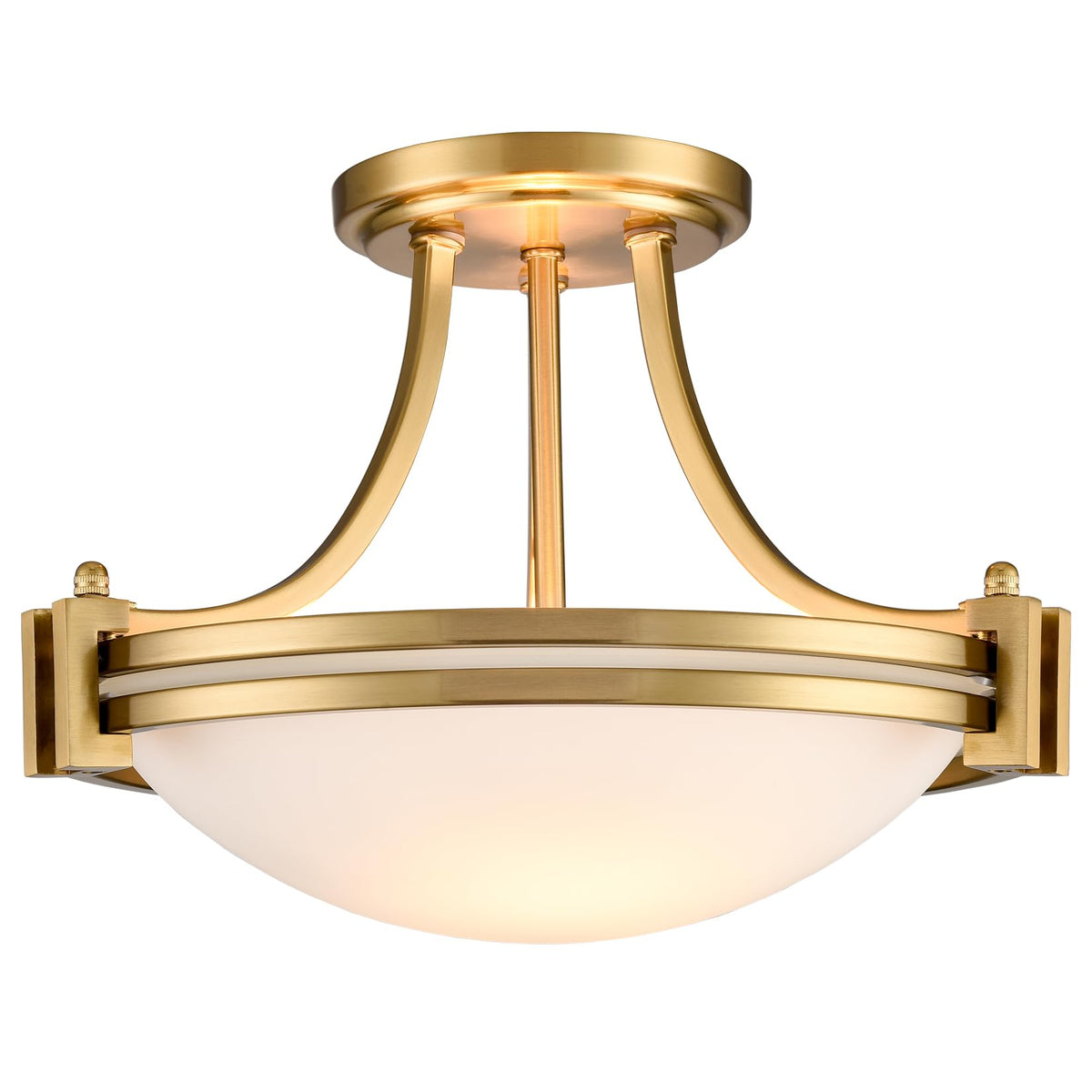 Teenyo Matte Black Semi Flush Mount Ceiling Light Modern Farmhouse 2-Light Milk Glass Ceiling Light Fixture For Hallway Bedroom 