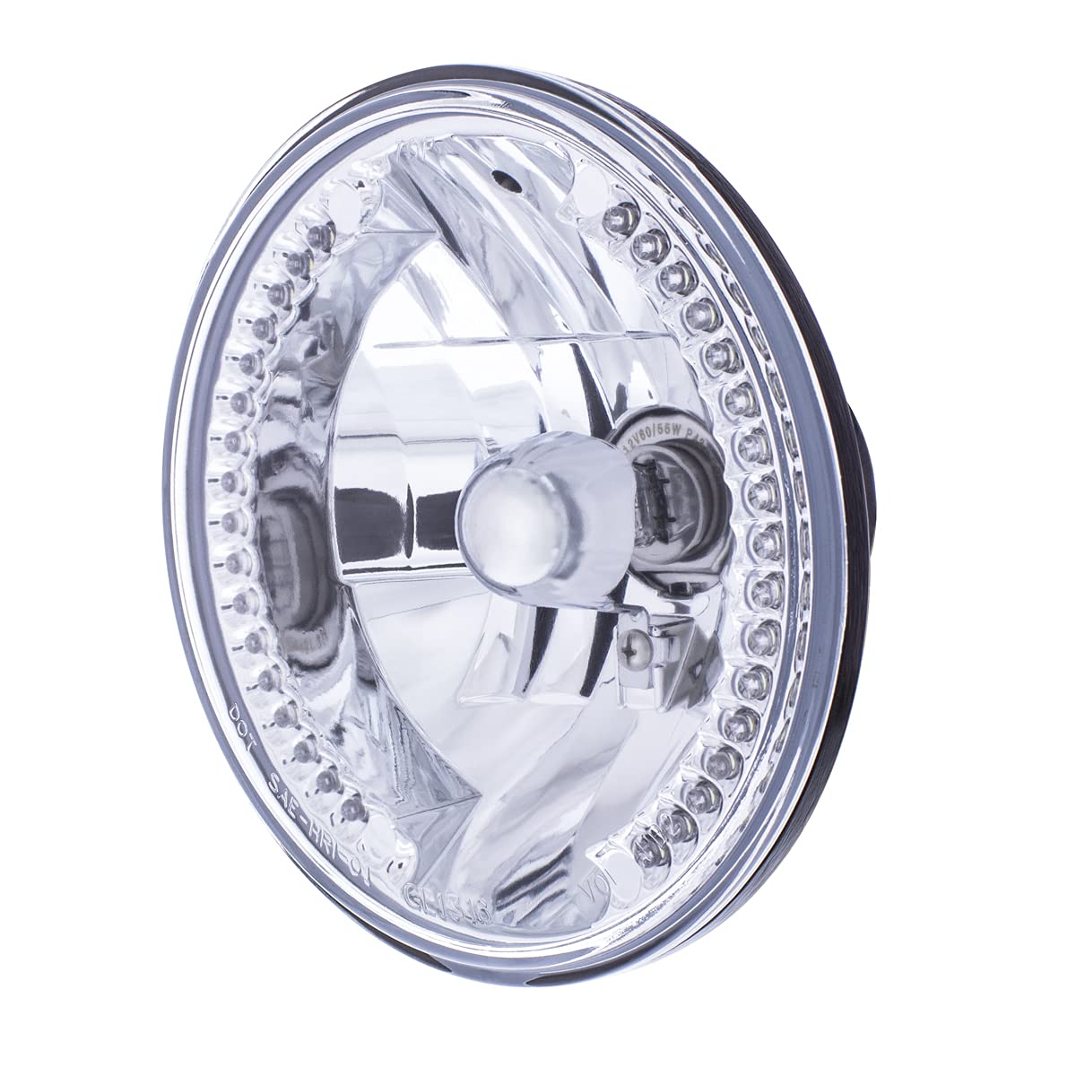 United Pacific 31379 7    Round Crystal Headlight W/34 White Led Position Light, Reinforced Aluminum Reflector, Anti-Vibration -