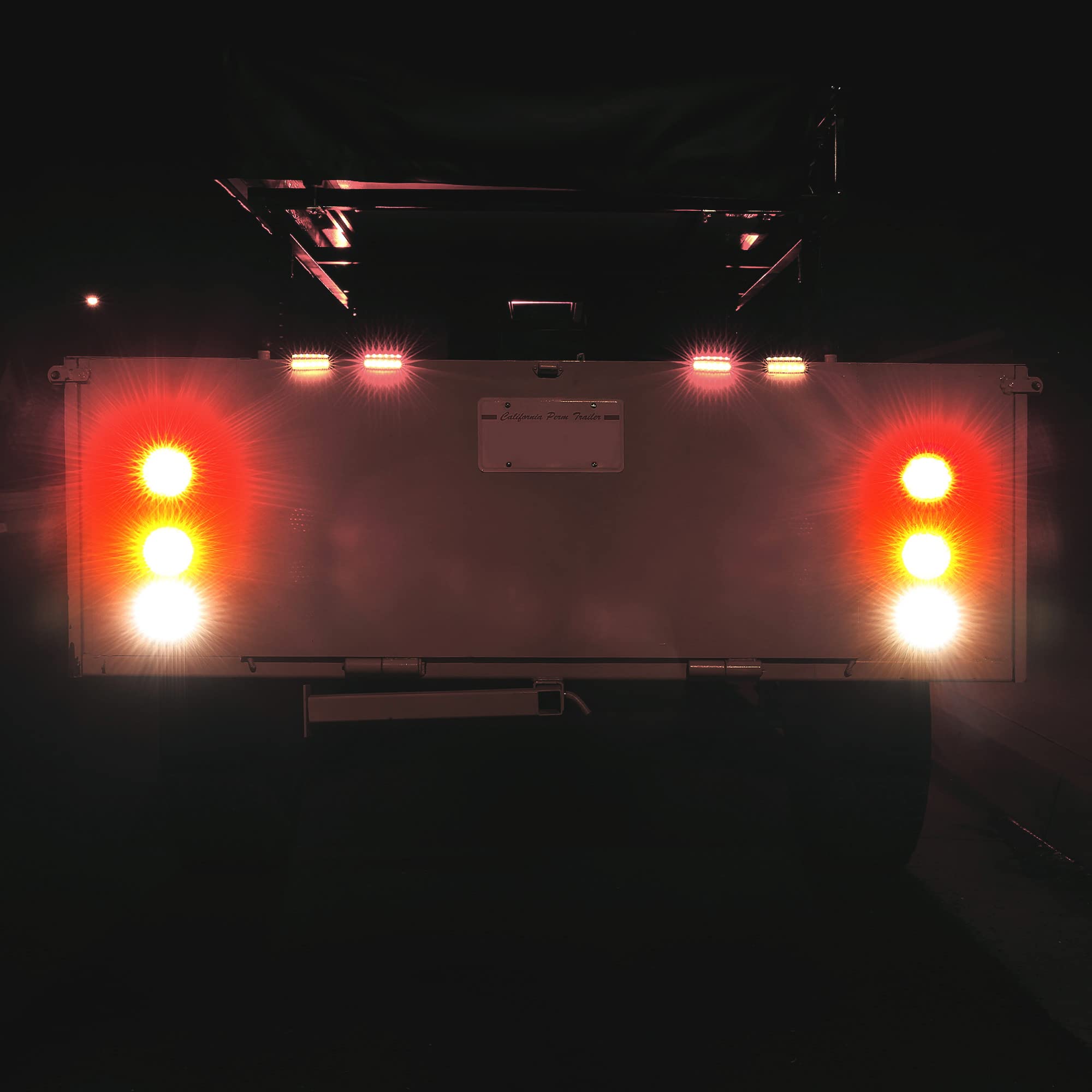 TRUE MODS 4 Round Amber LED Trailer Tail Lights [DOT certified] [Grommet & Plug Included ] [IP67 Waterproof] Park Turn Trailer L